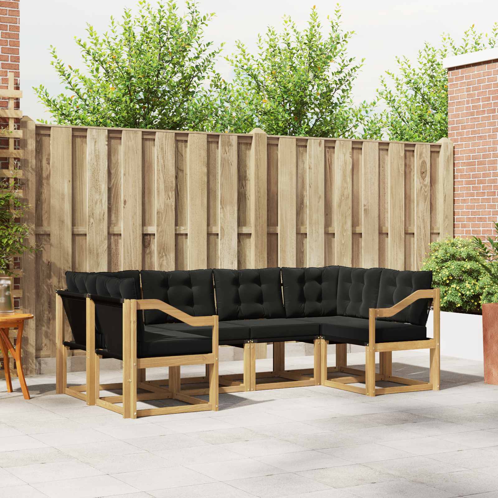 vidaXL Buiten bankenset met kussen 6 pcs Natuurlijk en Crème