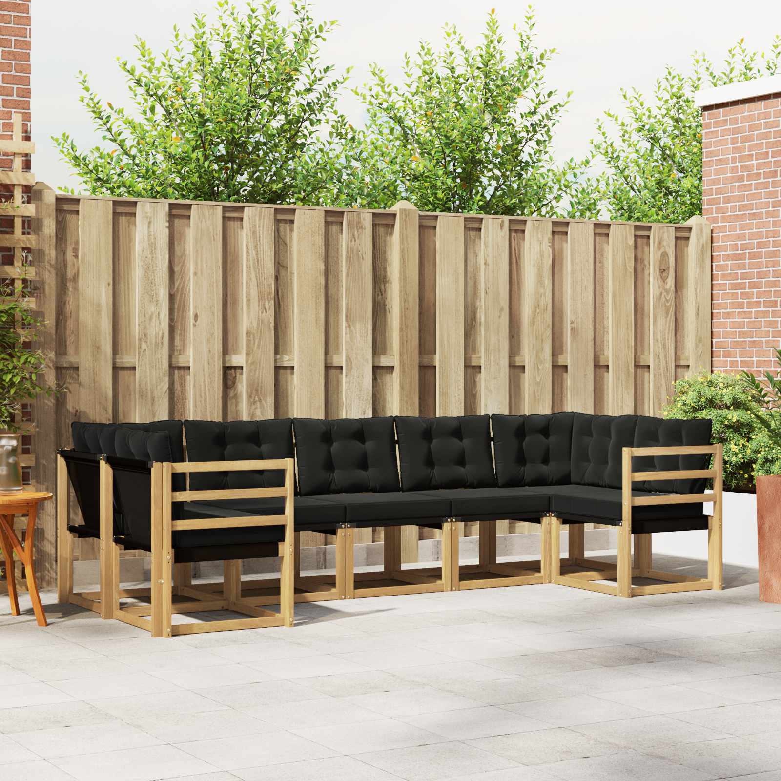 vidaXL Buiten bankenset met kussen 7 pcs Natuurlijk en Crème