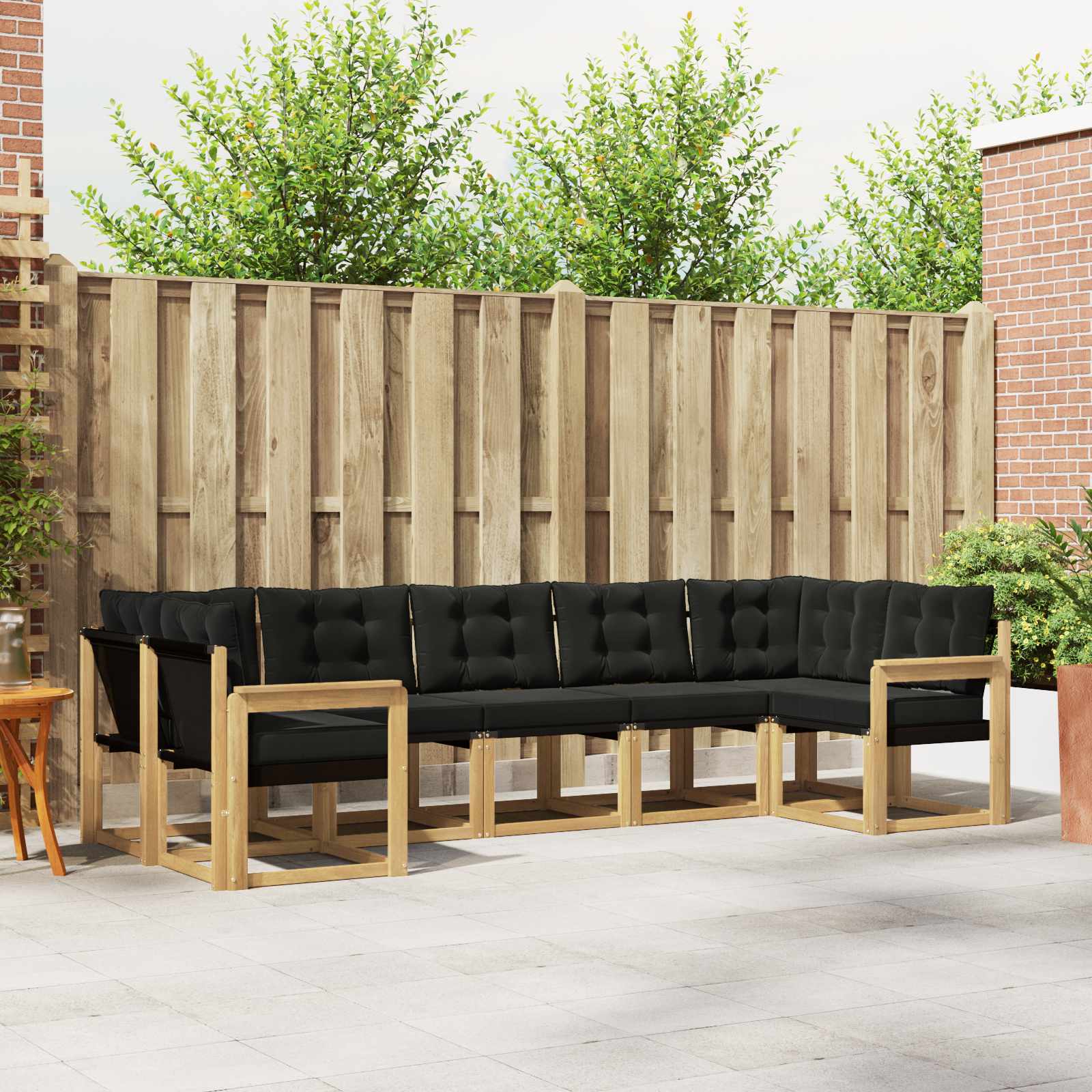 vidaXL Buiten bankenset met kussen 7 pcs Natuurlijk en Crème