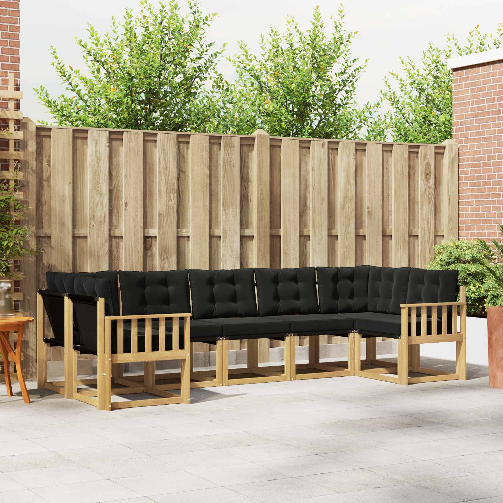 vidaXL Buiten bankenset met kussen 7 pcs Natuurlijk en Crème