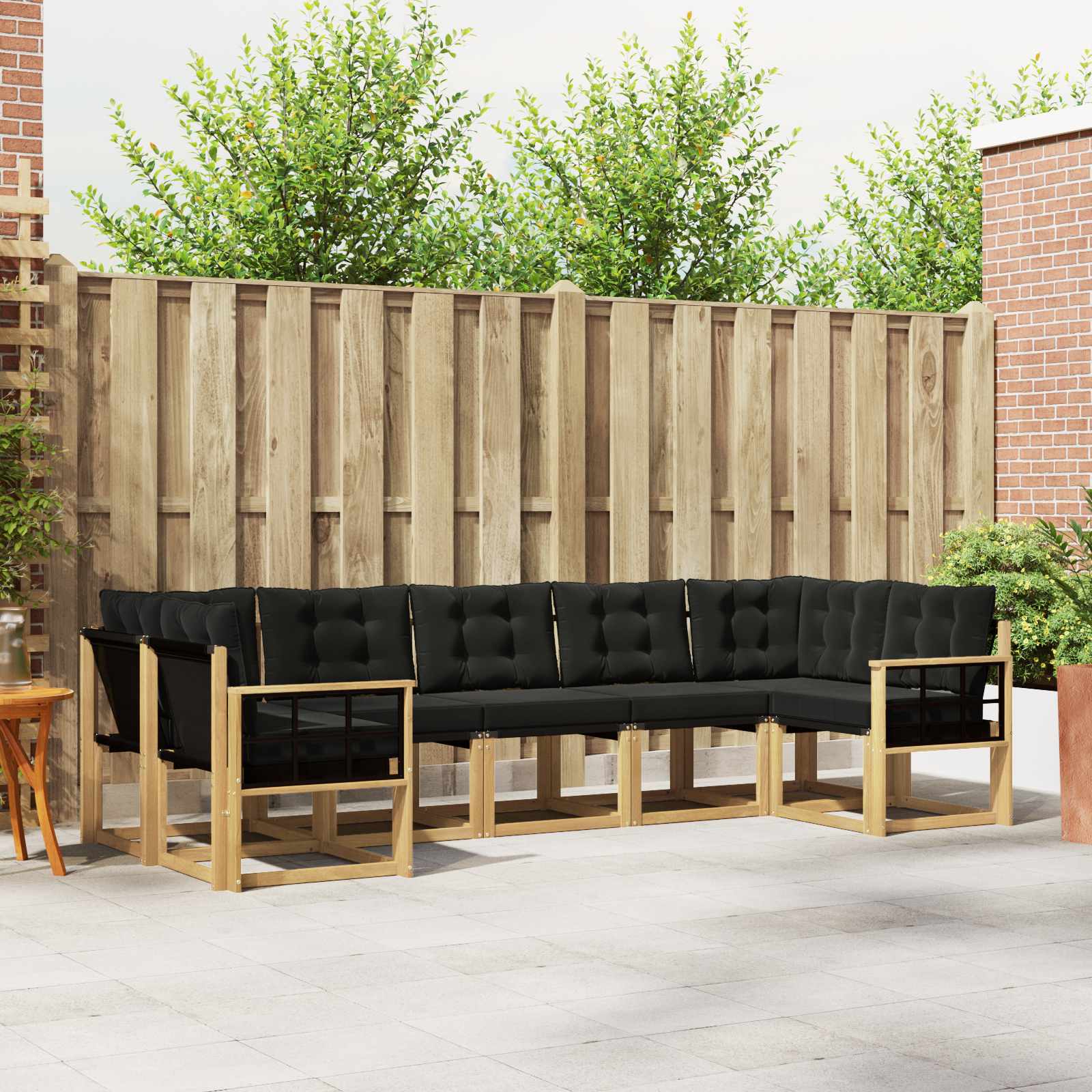 vidaXL Buiten bankenset met kussen 7 pcs Natuurlijk en Crème