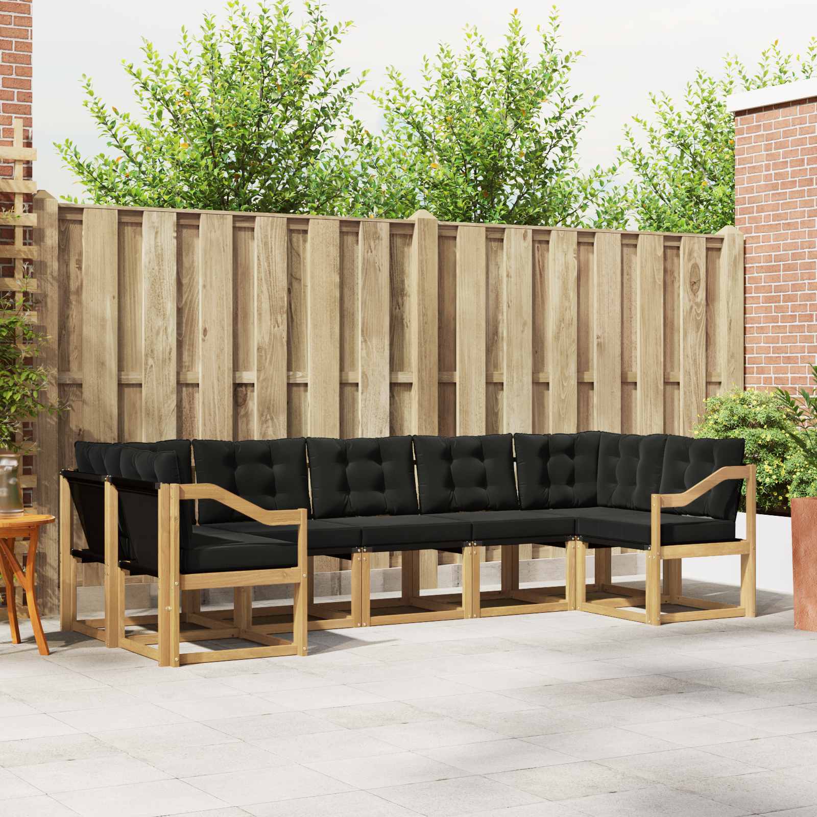 vidaXL Buiten bankenset met kussen 7 pcs Natuurlijk en Crème
