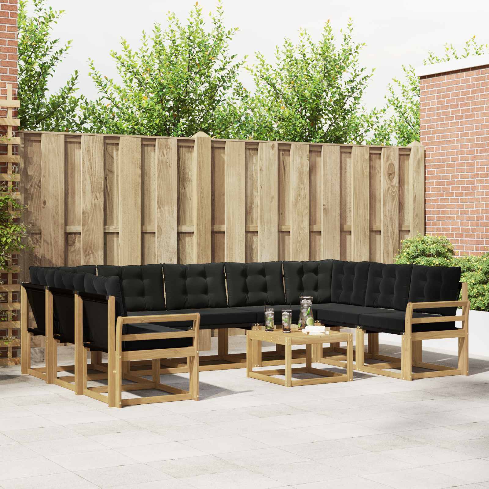 vidaXL Buiten bankenset 30 pcs Natuurlijk en Crème Massief Acaciahout