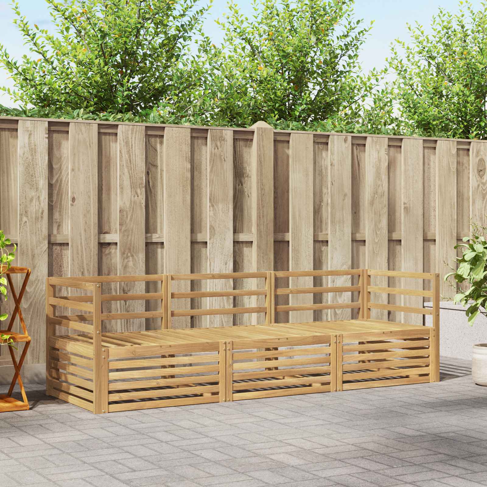 vidaXL Buiten bankenset 3 pcs Naturel