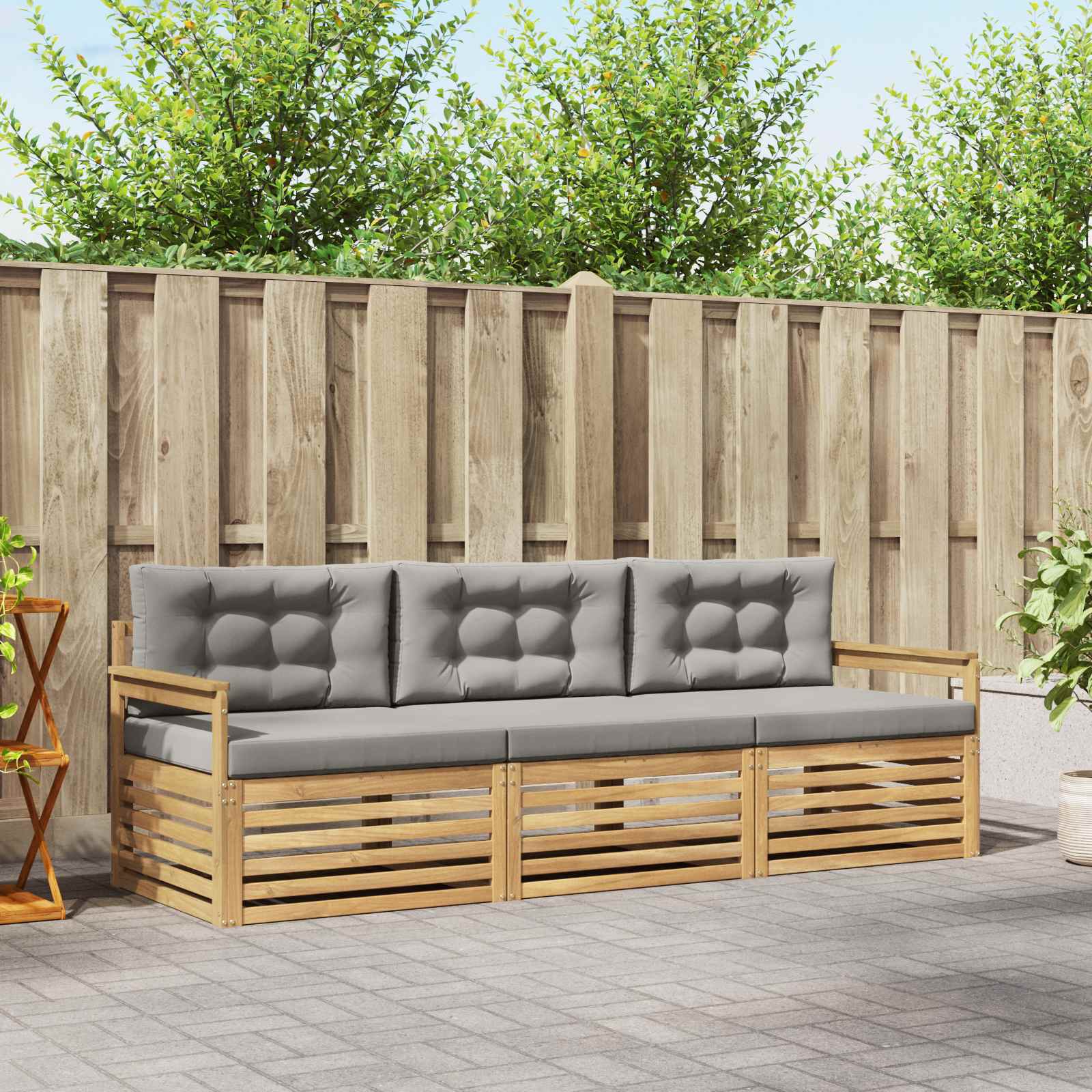 vidaXL Buiten bankenset 3 pcs Naturel