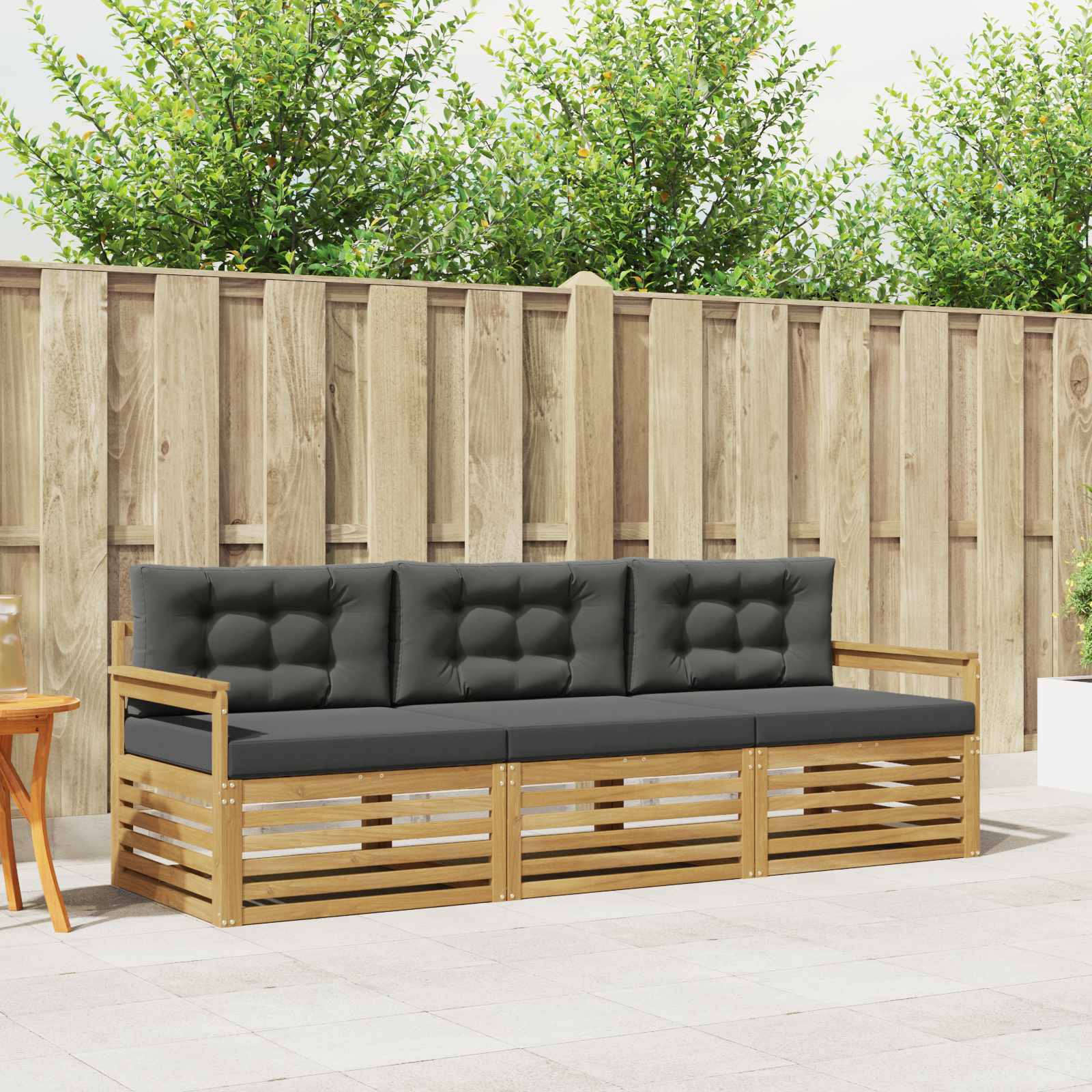 vidaXL Buiten bankenset 3 pcs Naturel