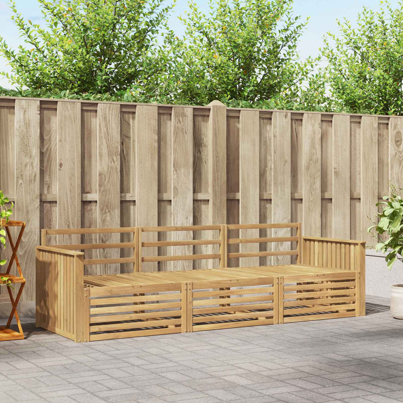 vidaXL Buiten bankenset 3 pcs Naturel