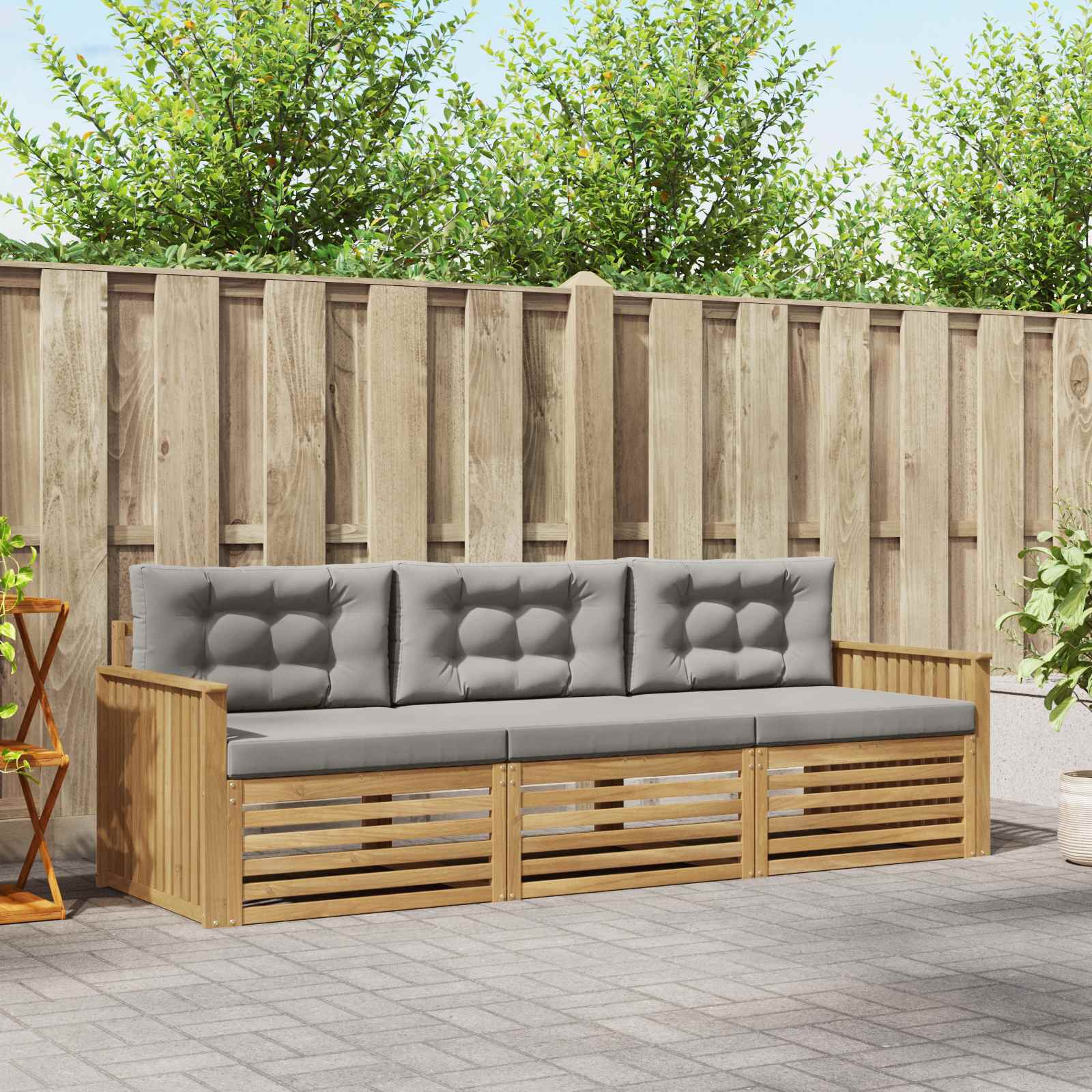 vidaXL Buiten bankenset 3 pcs Naturel