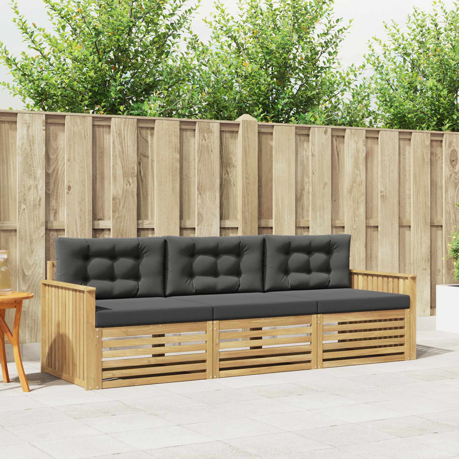 vidaXL Buiten bankenset 3 pcs Naturel