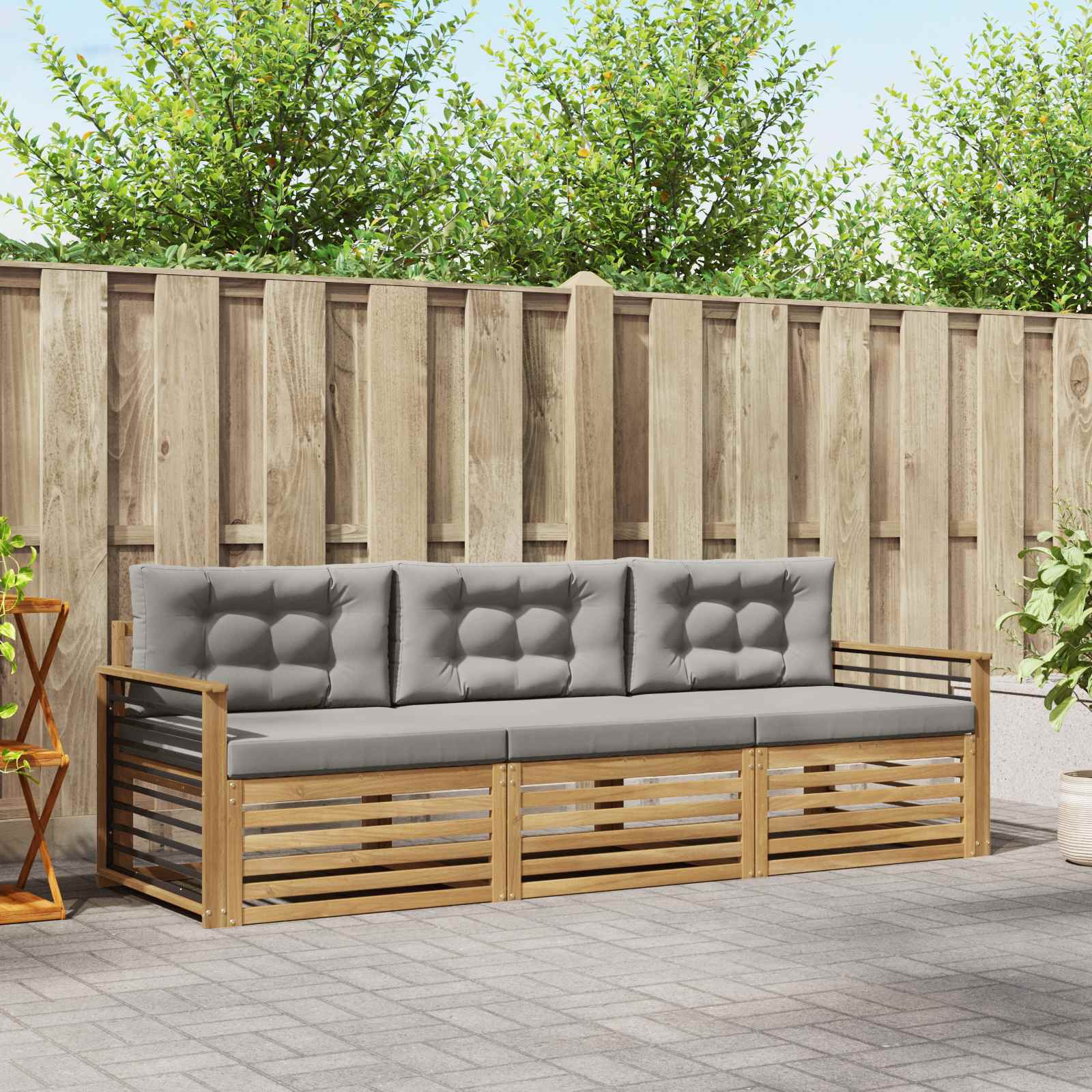 vidaXL Buiten bankenset 3 pcs Naturel