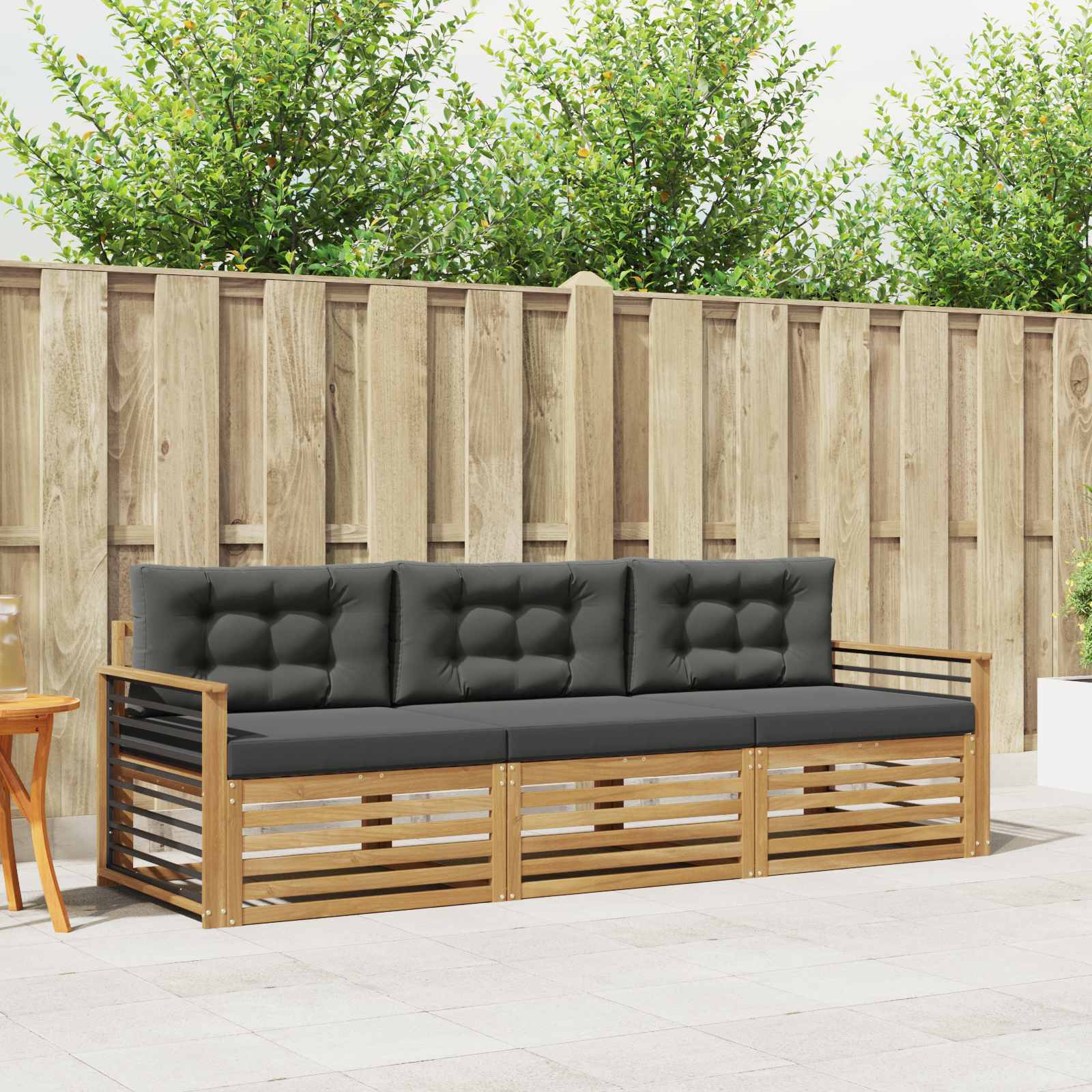 vidaXL Buiten bankenset 3 pcs Naturel