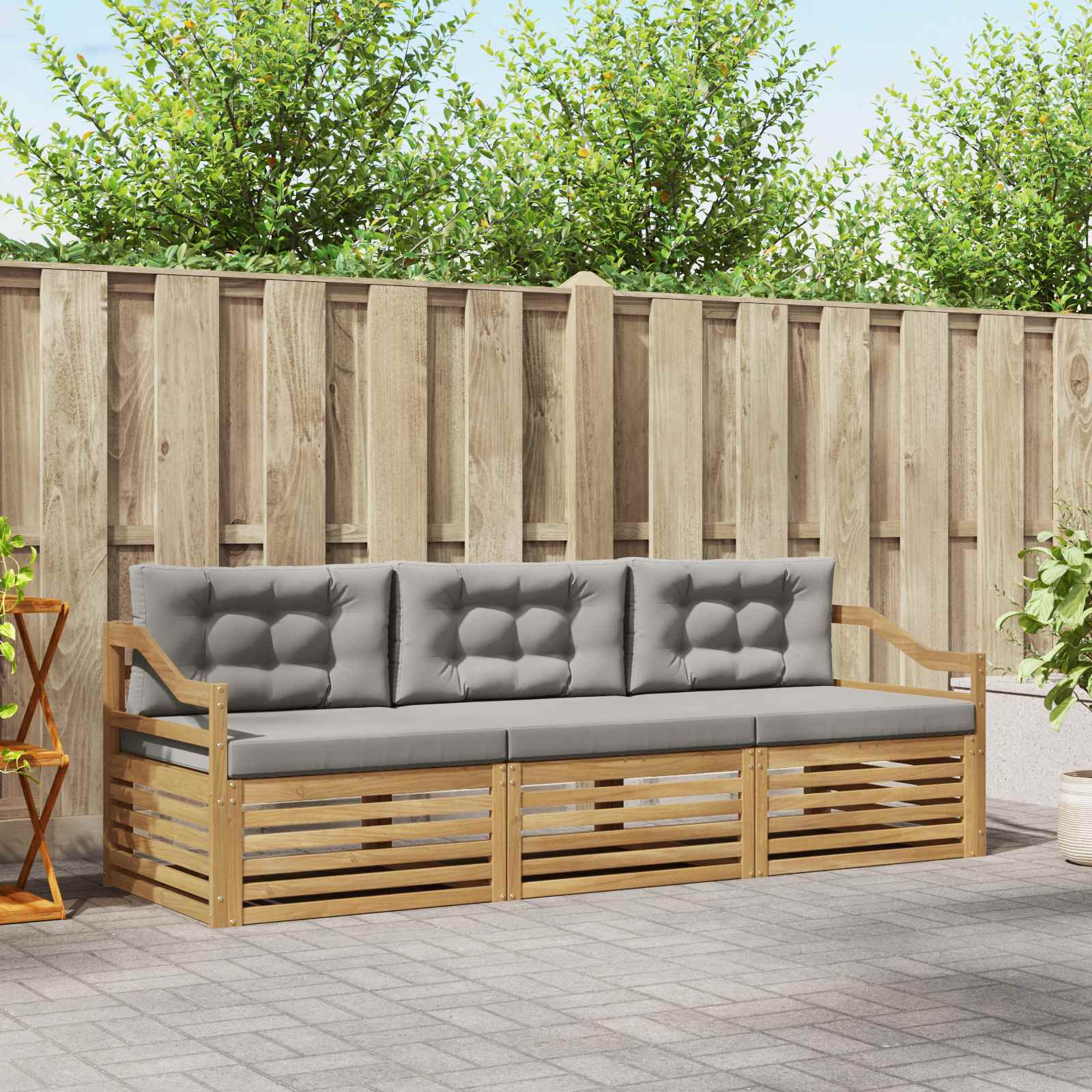 vidaXL Buiten bankenset 3 pcs Naturel