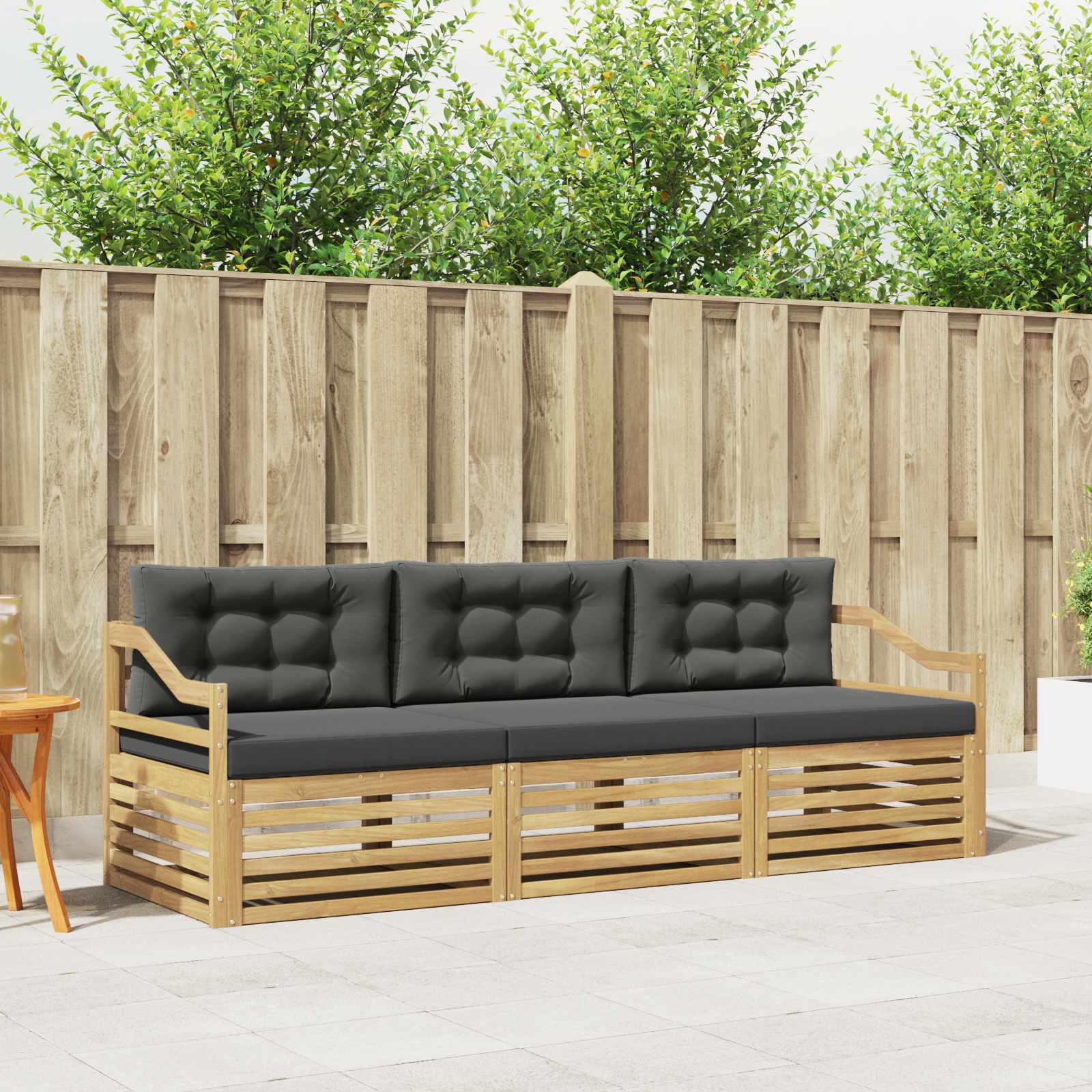 vidaXL Buiten bankenset 3 pcs Naturel