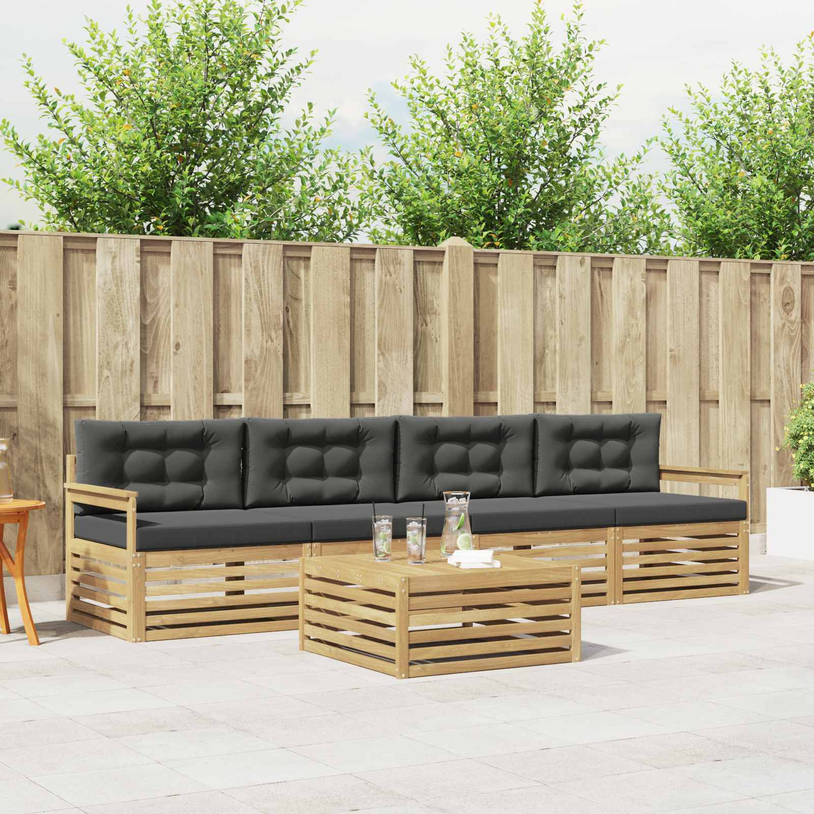 vidaXL Buiten bankenset 5 pcs Naturel