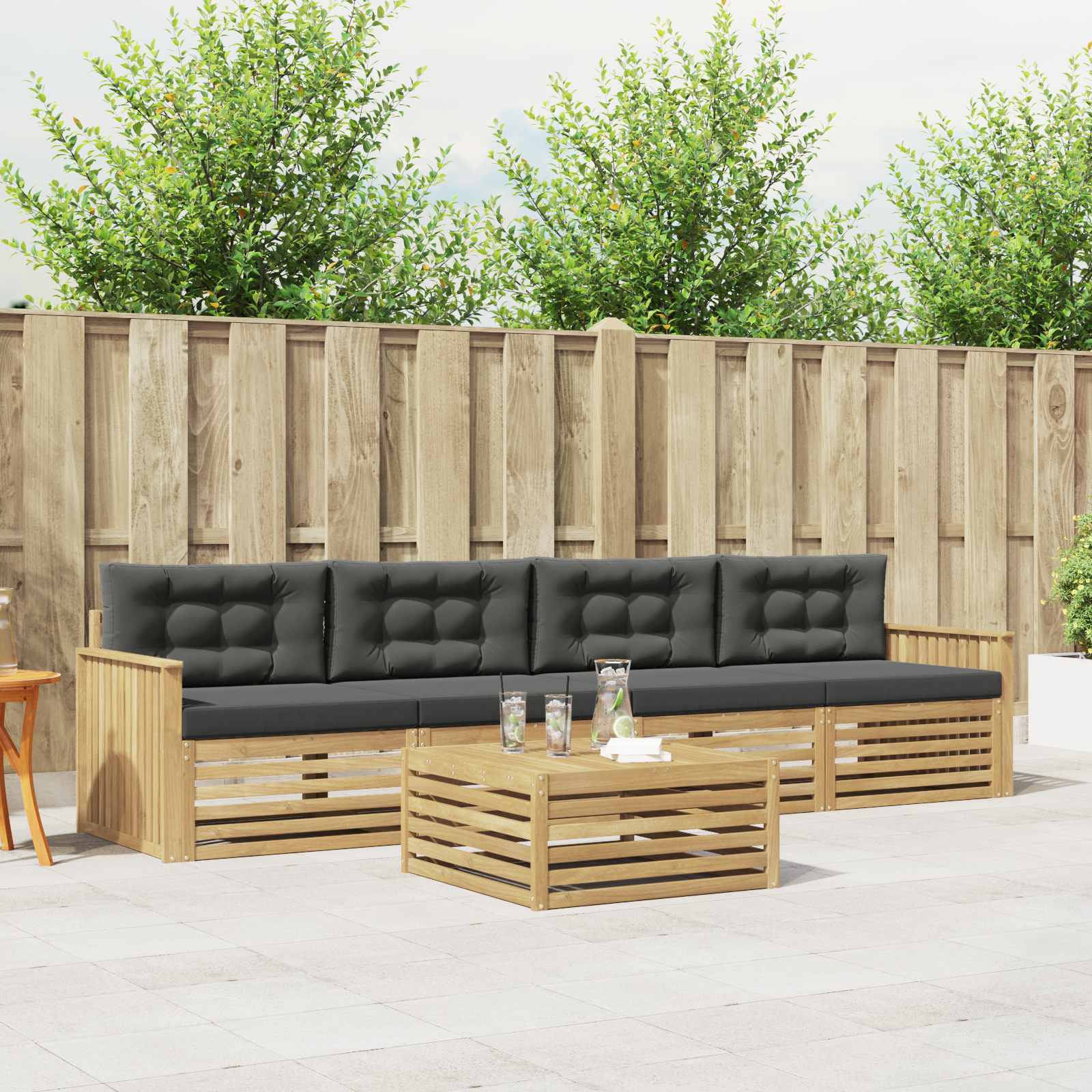 vidaXL Buiten bankenset 5 pcs Naturel