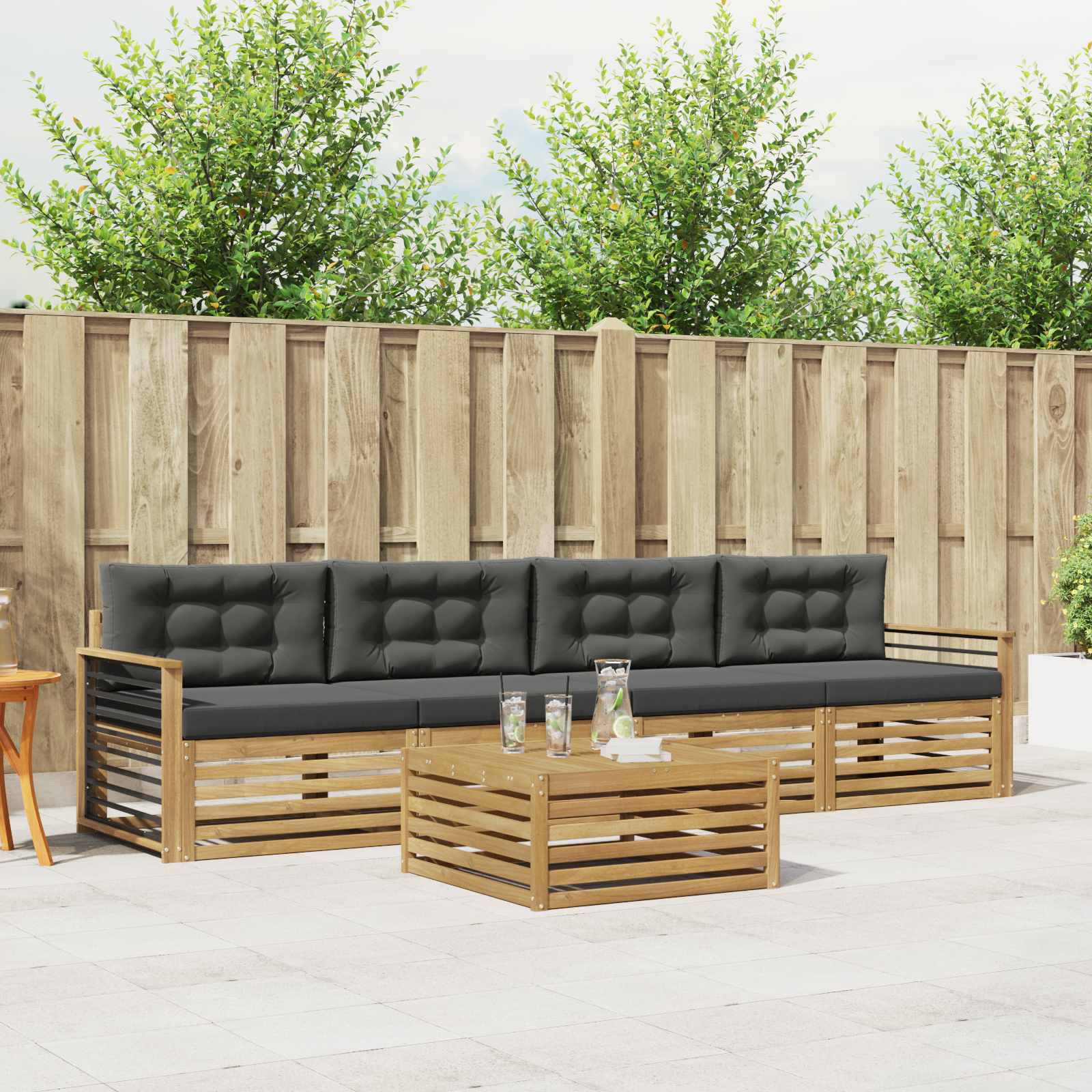 vidaXL Buiten bankenset 5 pcs Naturel