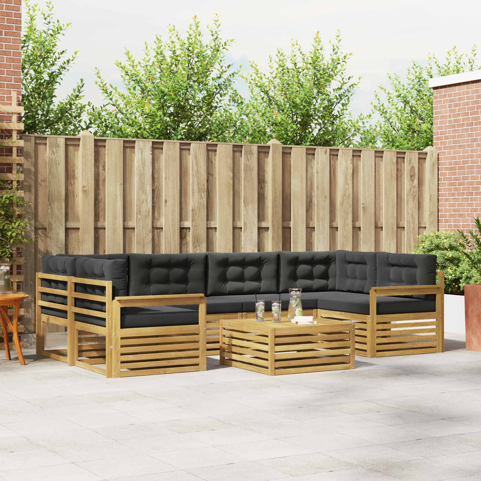 vidaXL Buiten bankenset 7 pcs Naturel