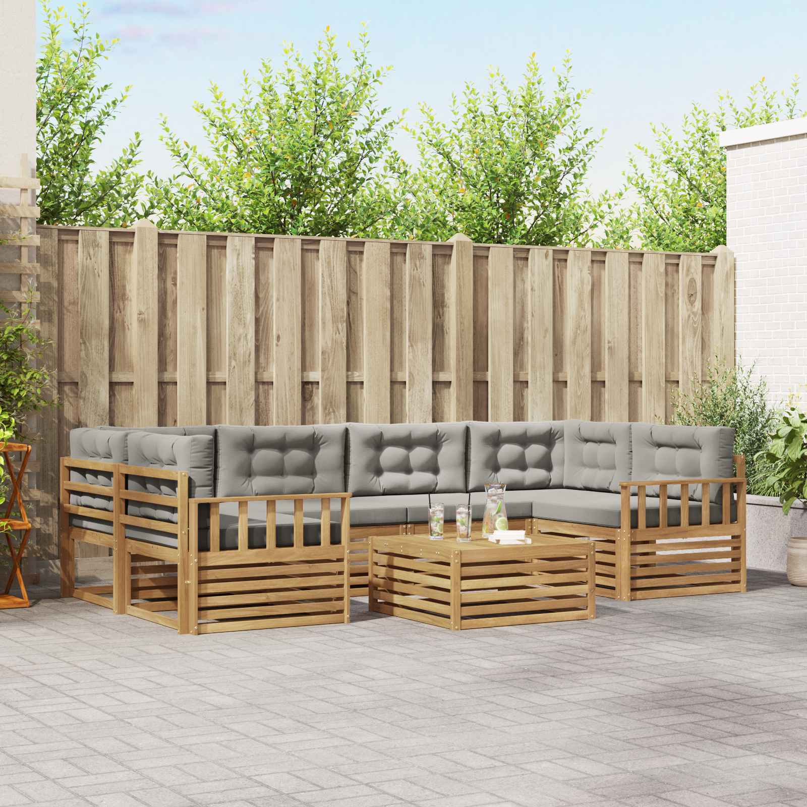 vidaXL Buiten bankenset 7 pcs Naturel