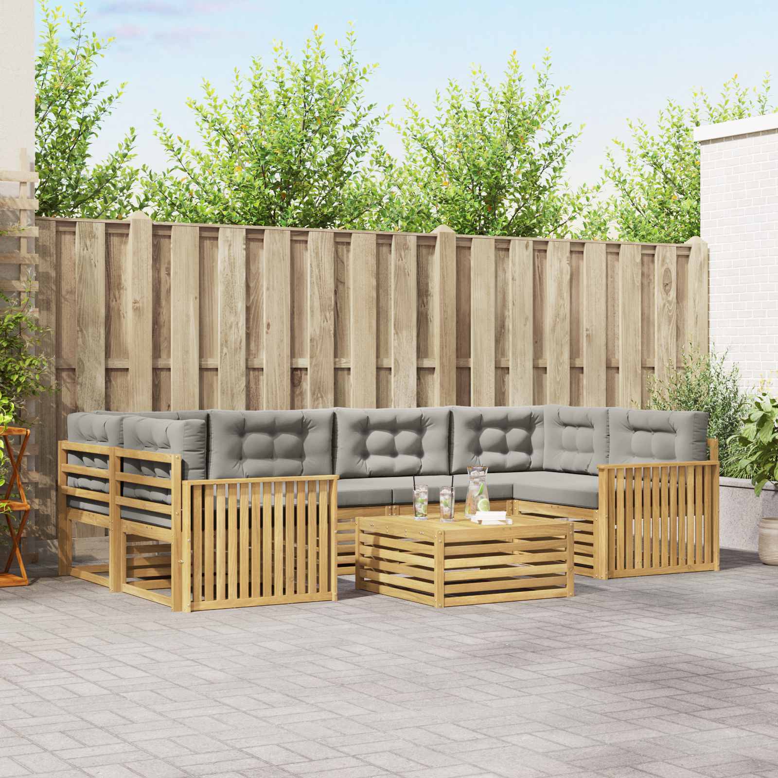 vidaXL Buiten bankenset 7 pcs Naturel