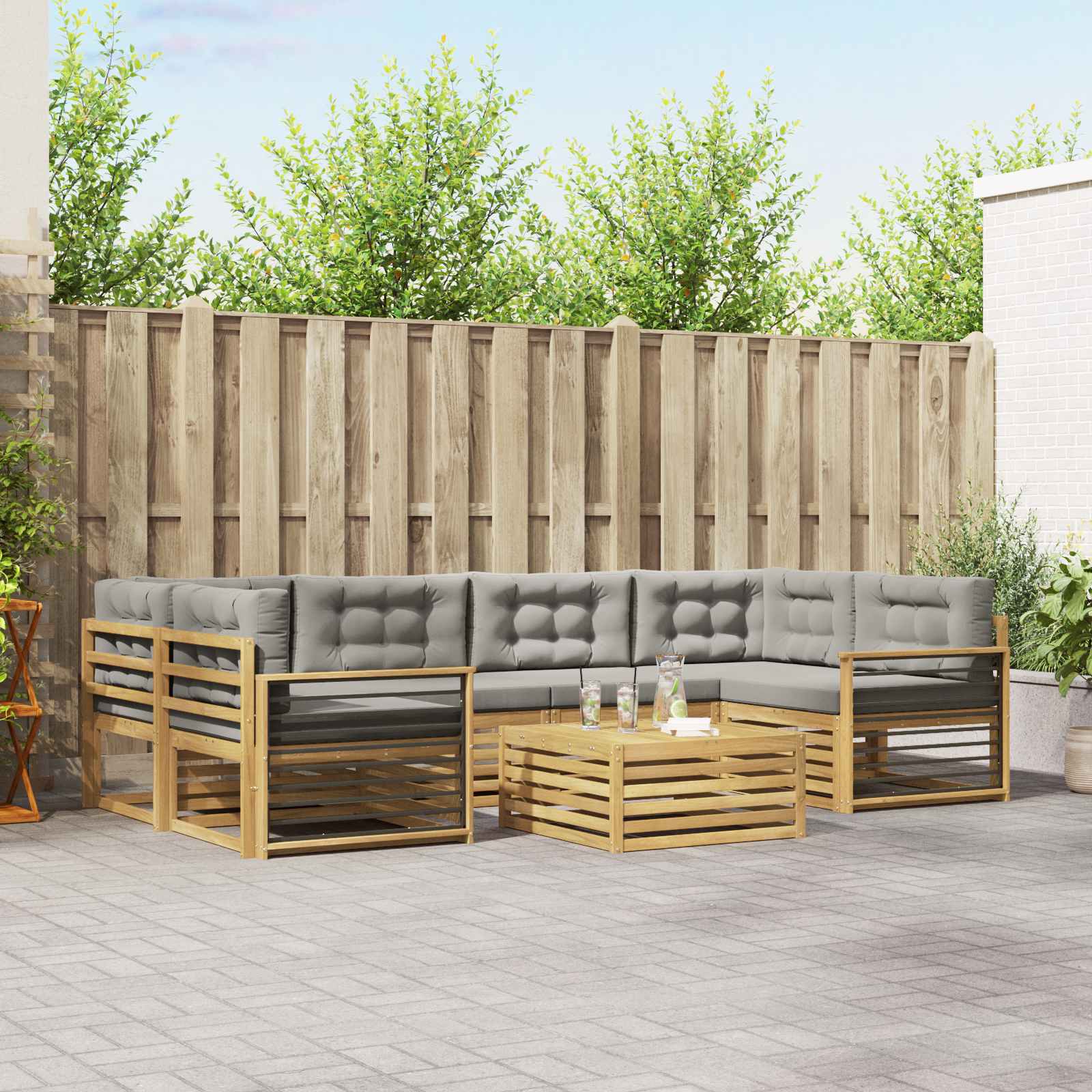 vidaXL Buiten bankenset 7 pcs Naturel