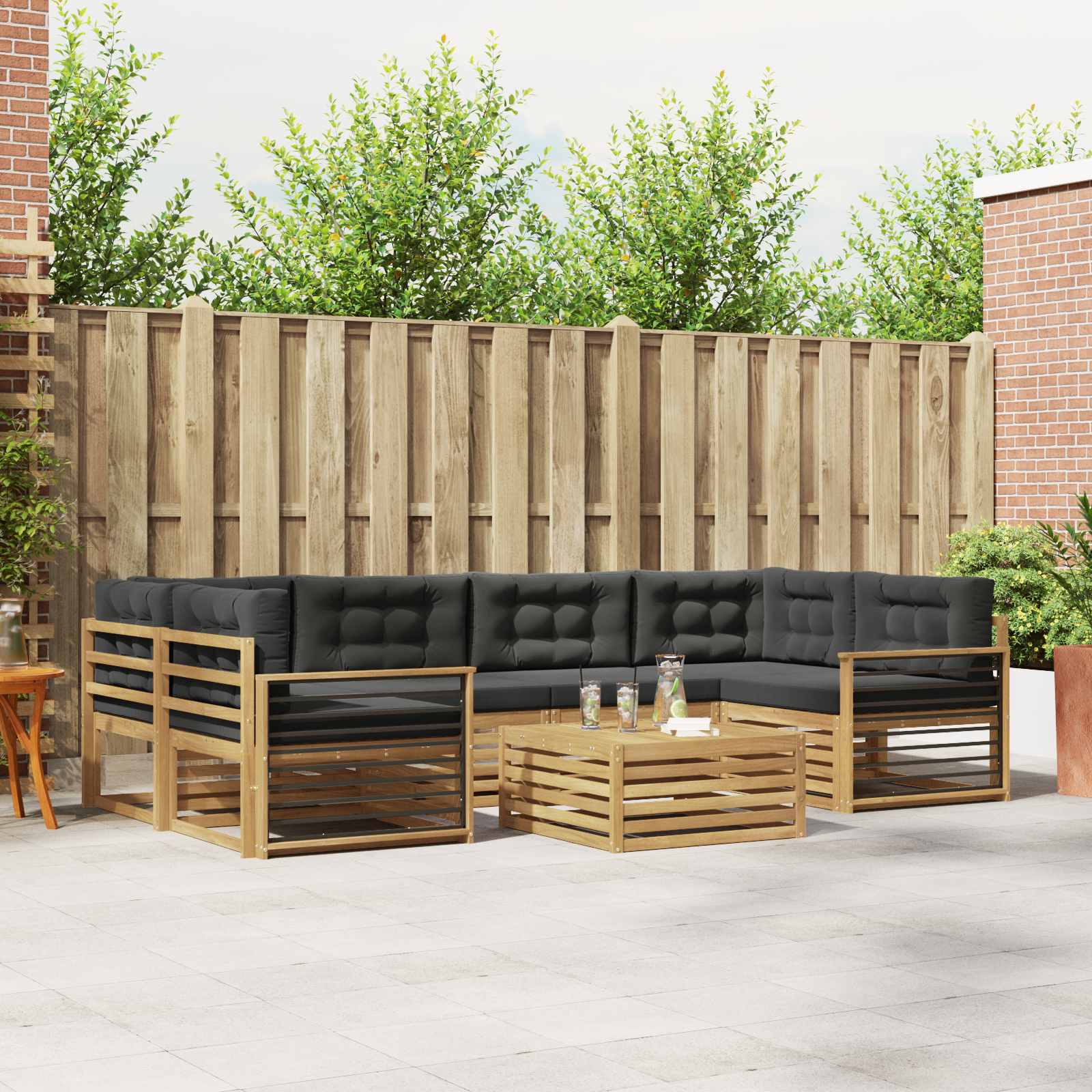 vidaXL Buiten bankenset 7 pcs Naturel
