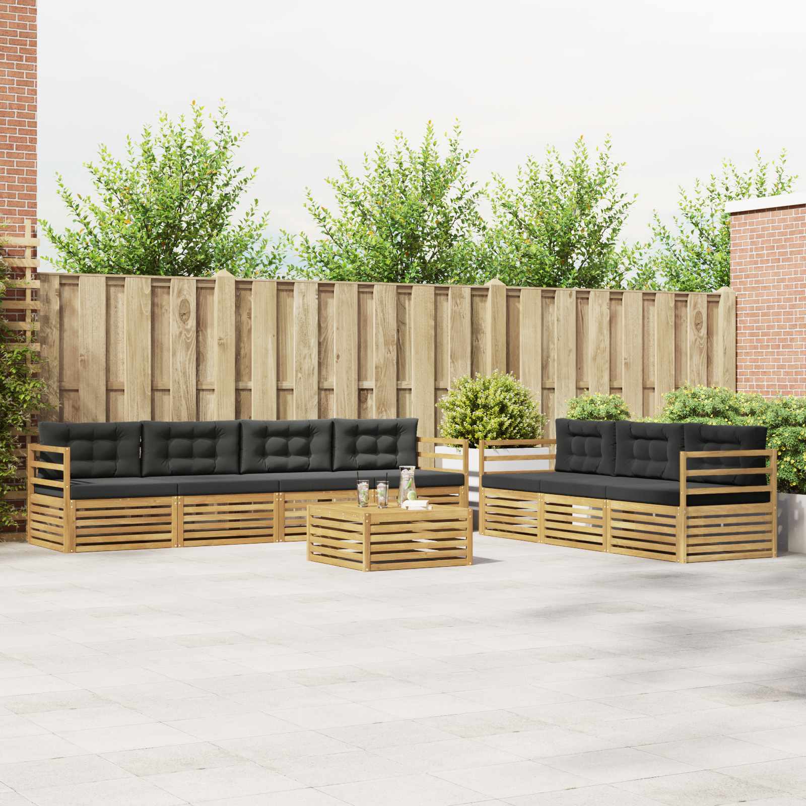 vidaXL Buiten bankenset 8 pcs Naturel