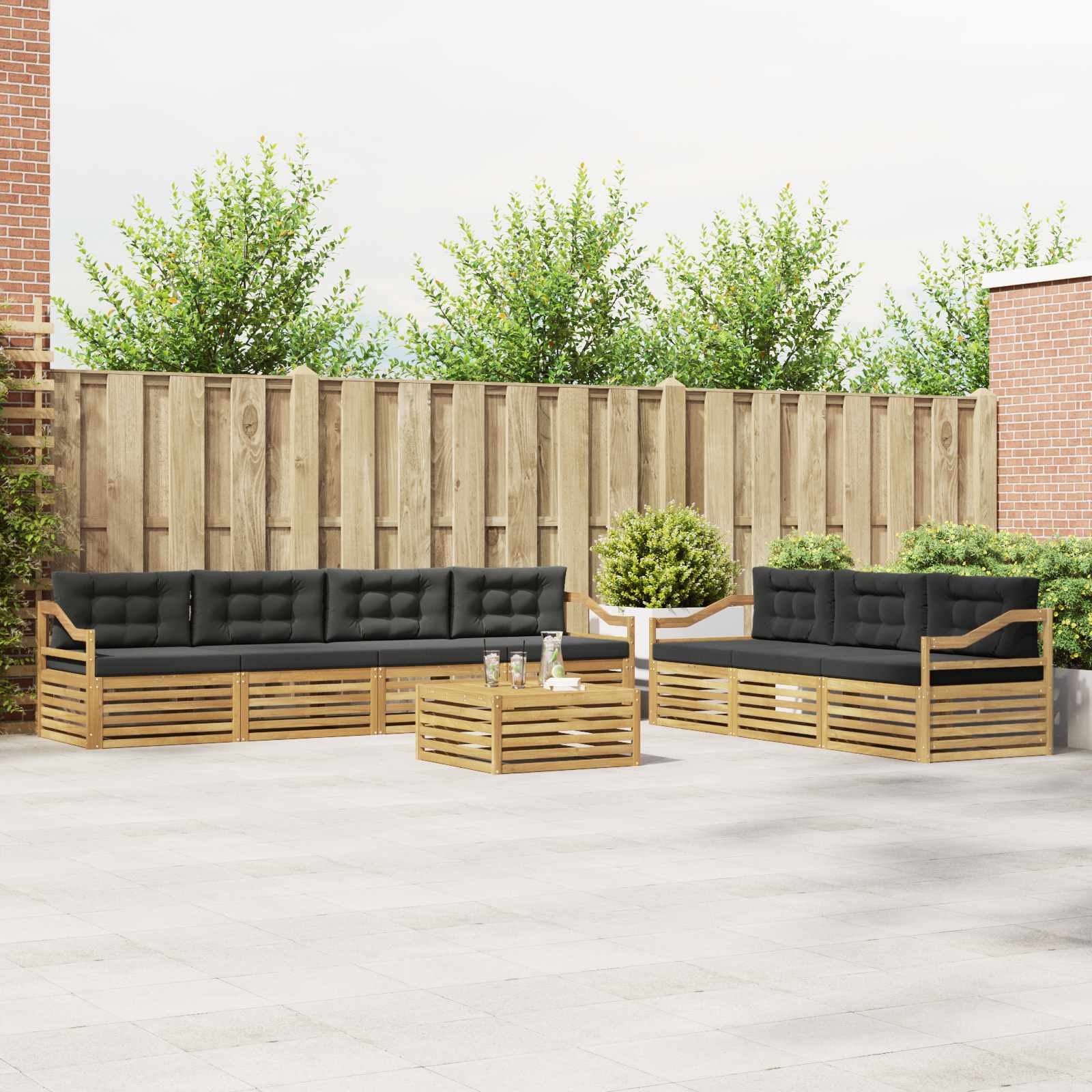 vidaXL Buiten bankenset 8 pcs Naturel