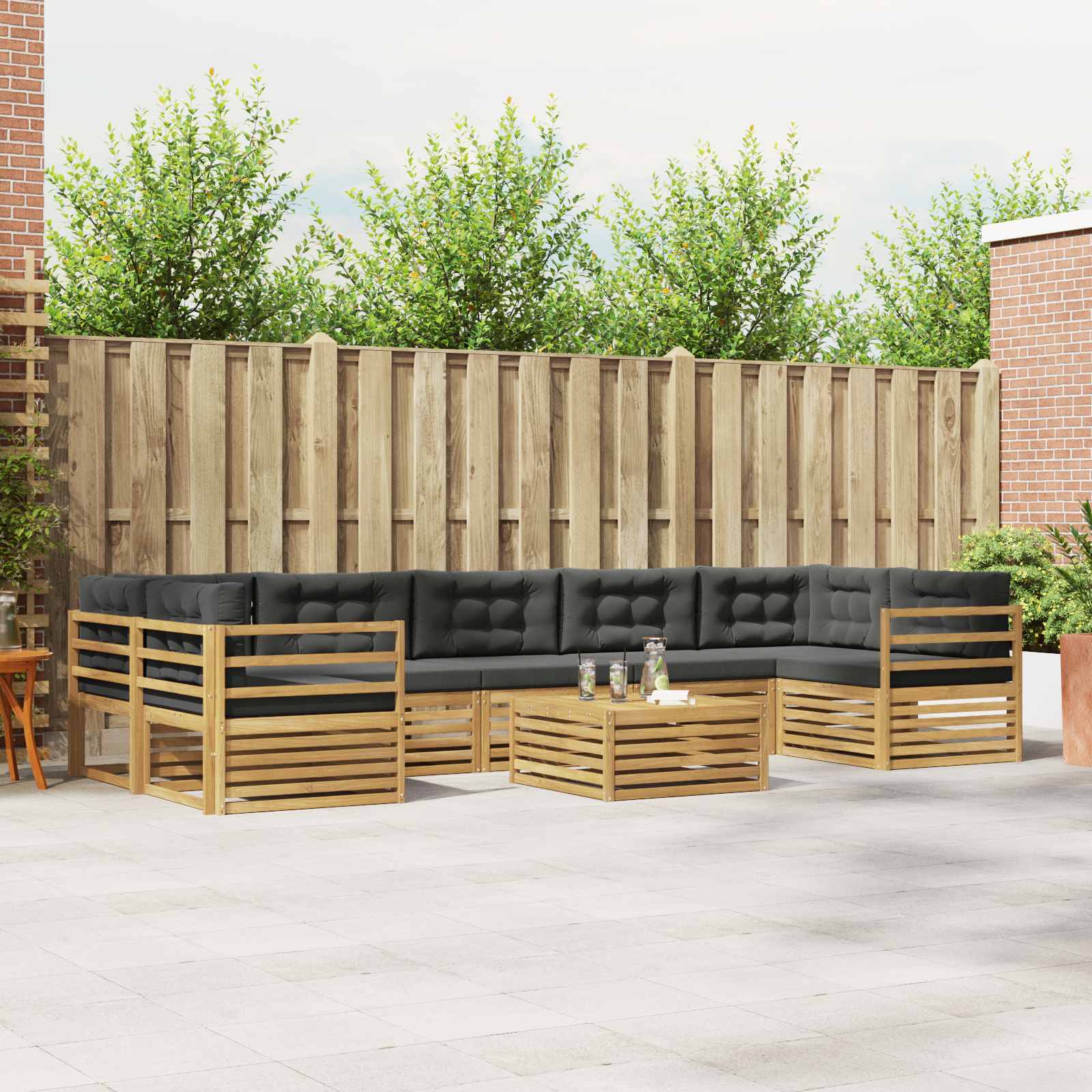 vidaXL Buiten bankenset 8 pcs Naturel