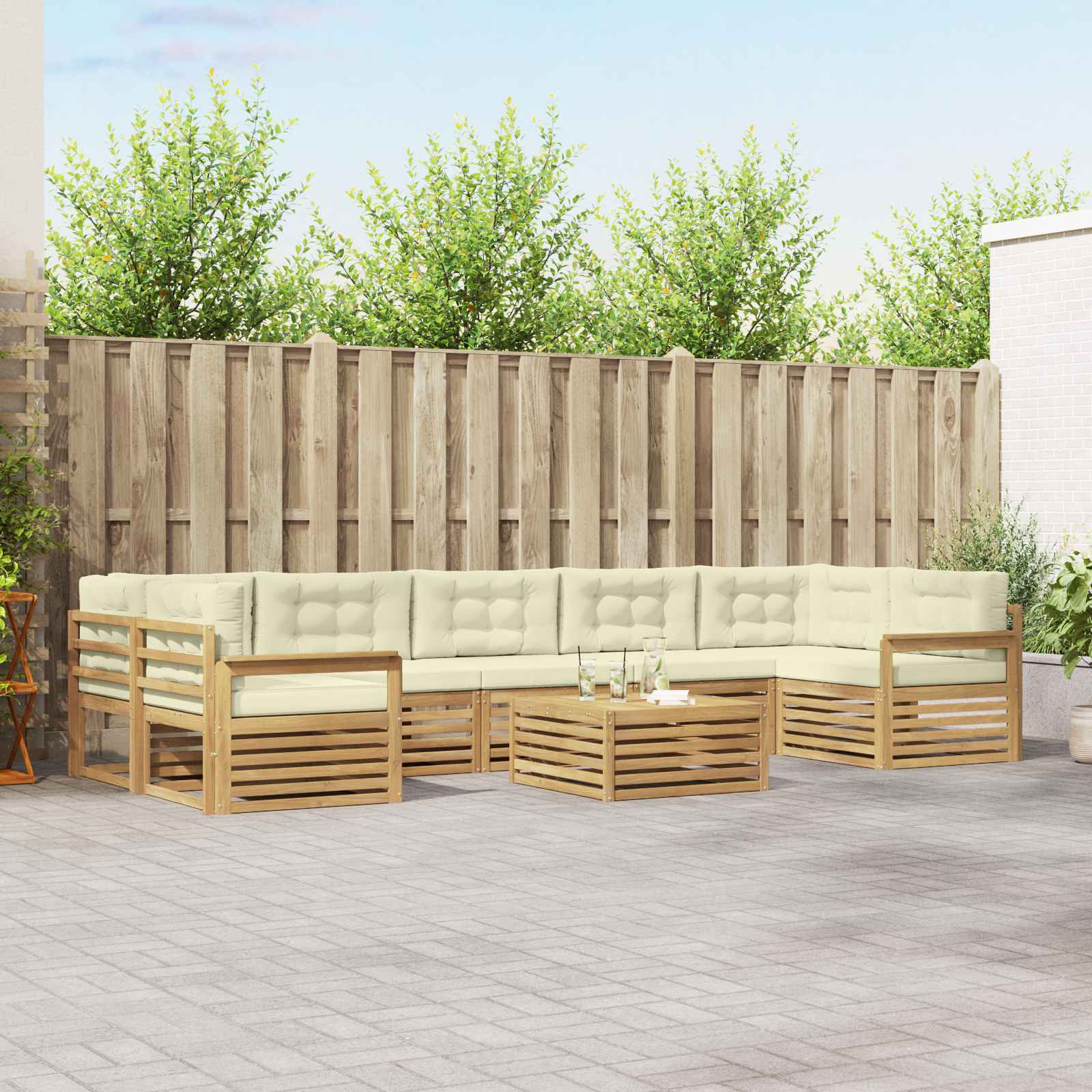 vidaXL Buiten bankenset 8 pcs Naturel