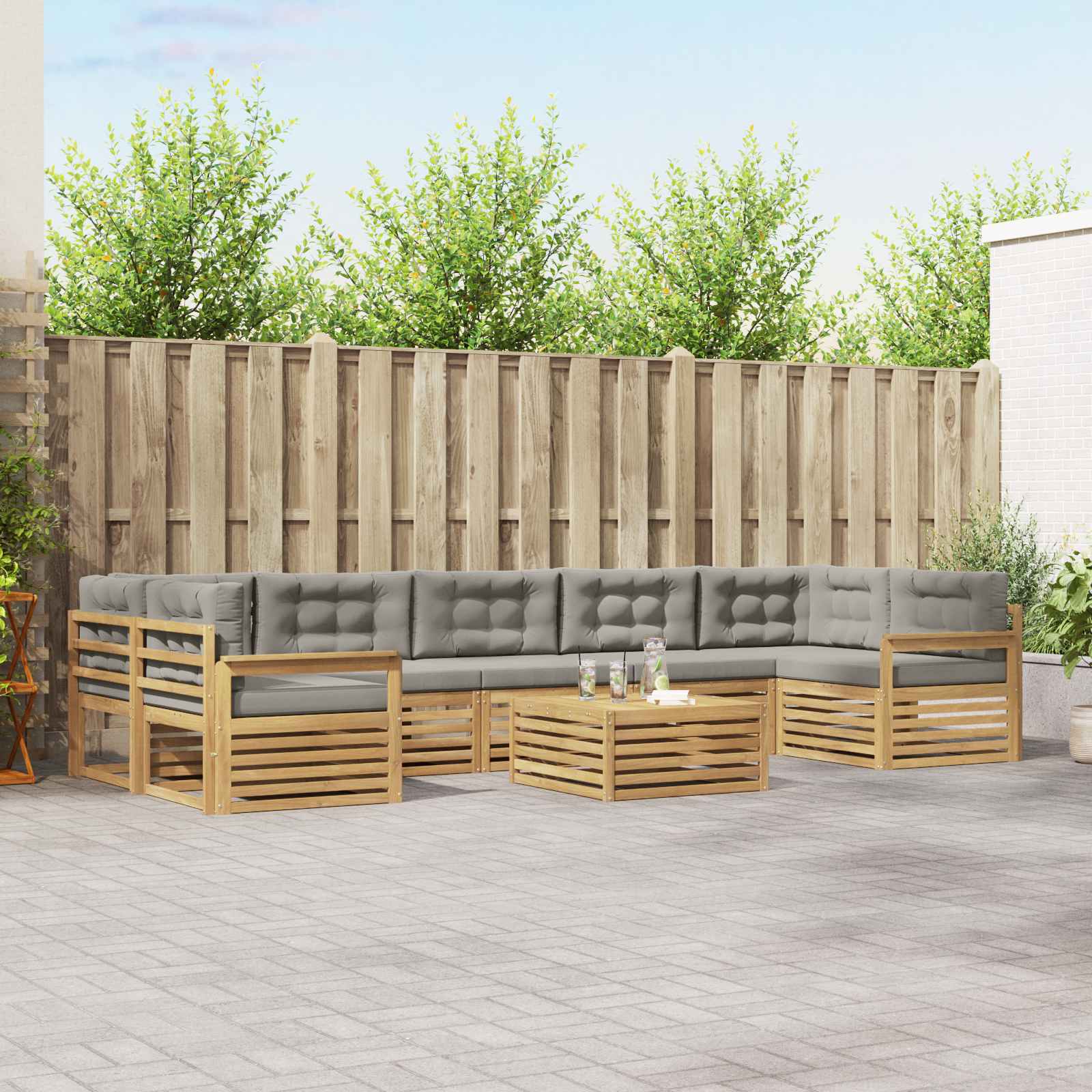 vidaXL Buiten bankenset 8 pcs Naturel