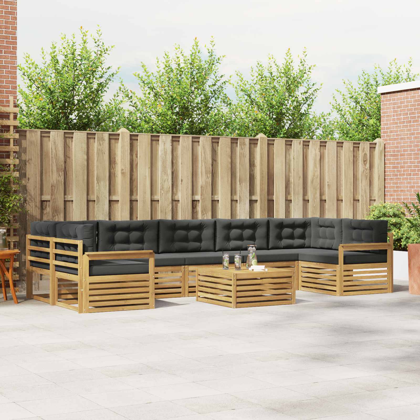 vidaXL Buiten bankenset 8 pcs Naturel