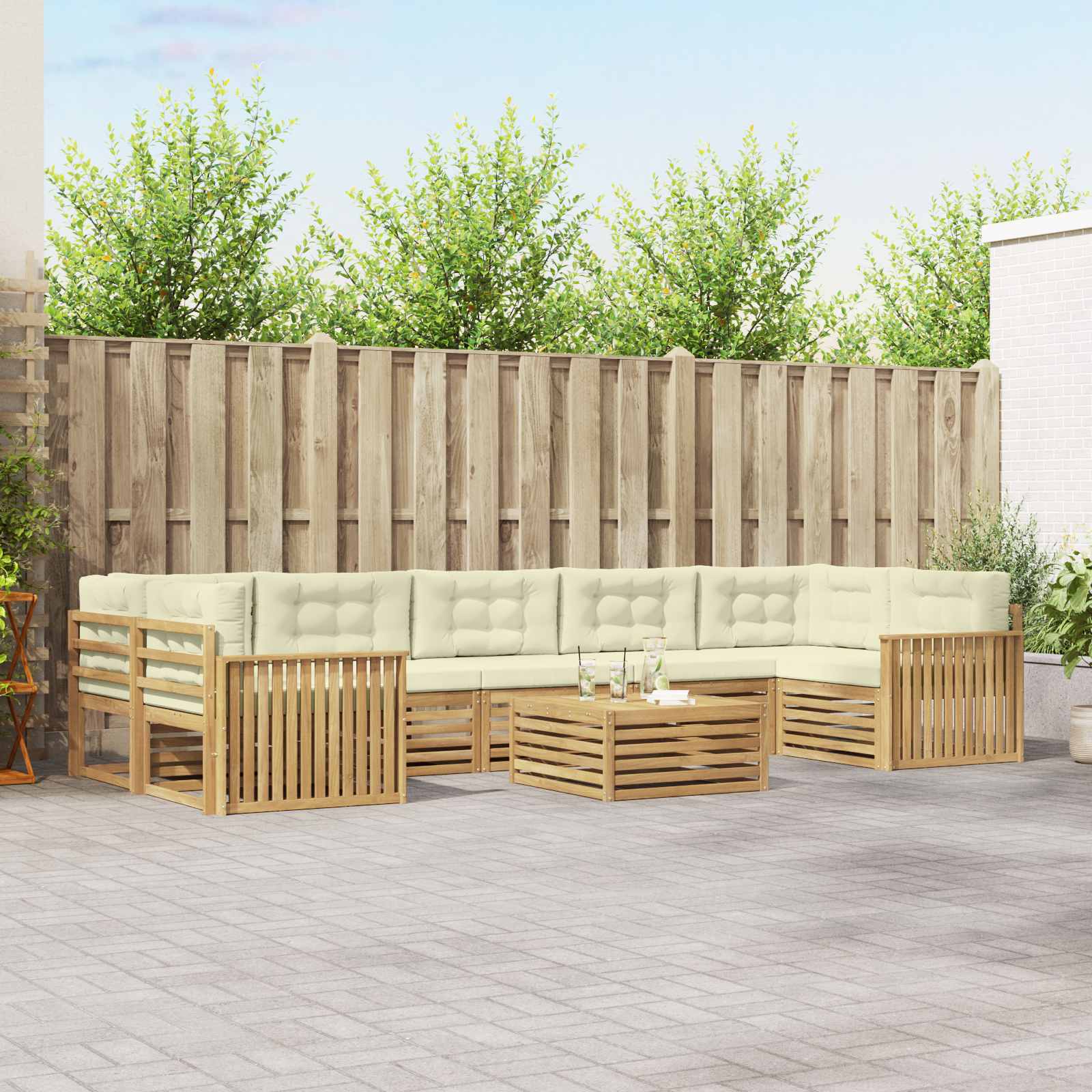 vidaXL Buiten bankenset 8 pcs Naturel