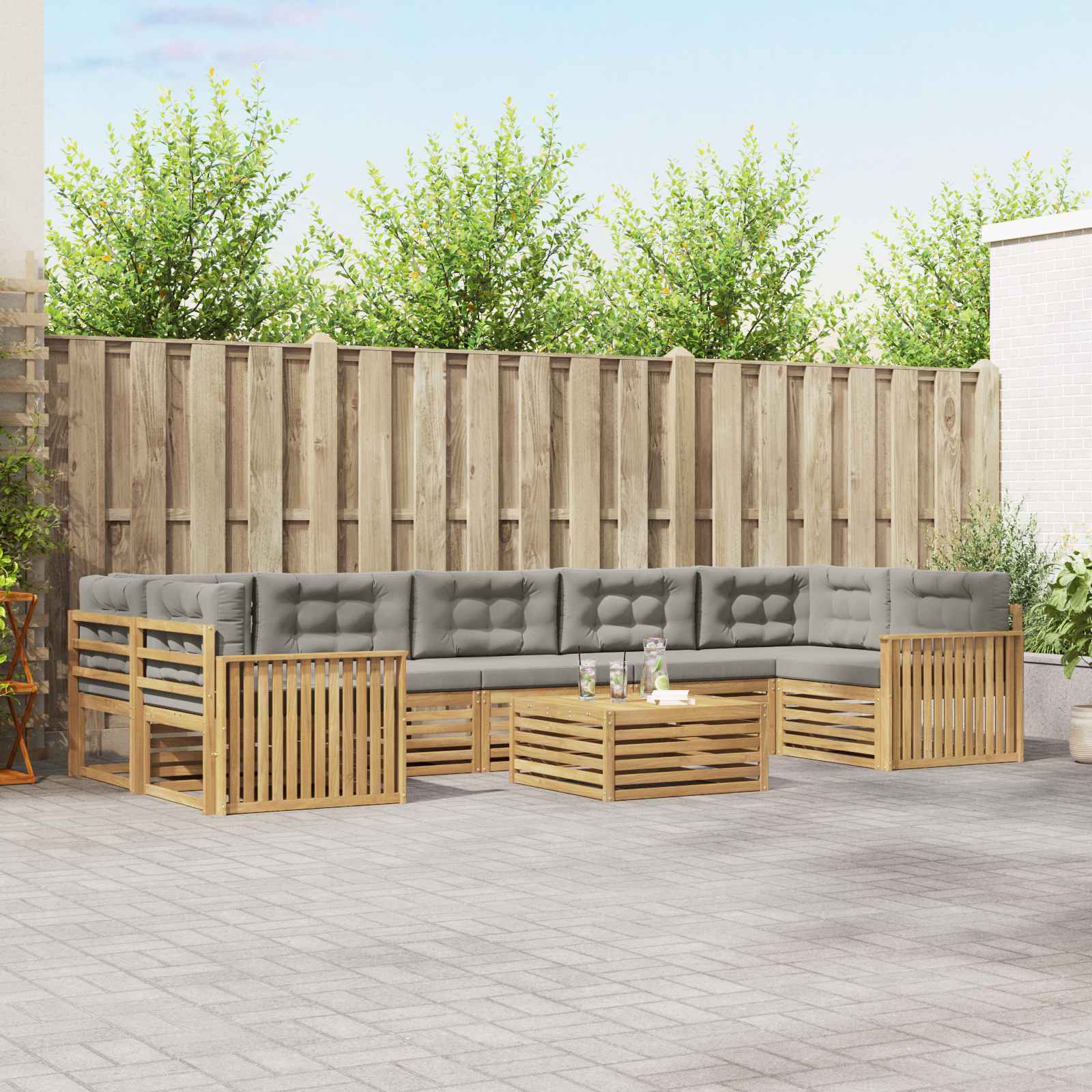 vidaXL Buiten bankenset 8 pcs Naturel