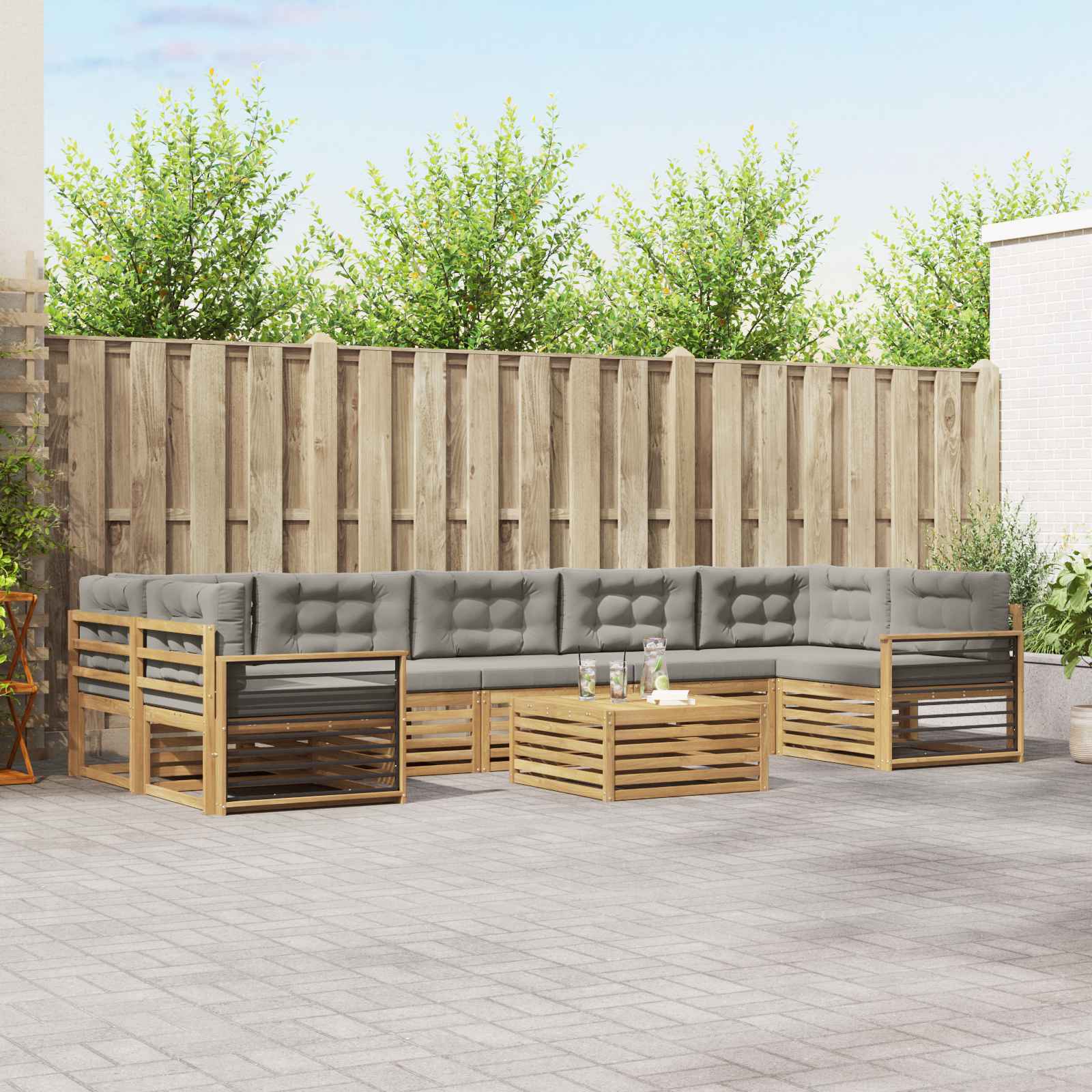vidaXL Buiten bankenset 8 pcs Naturel