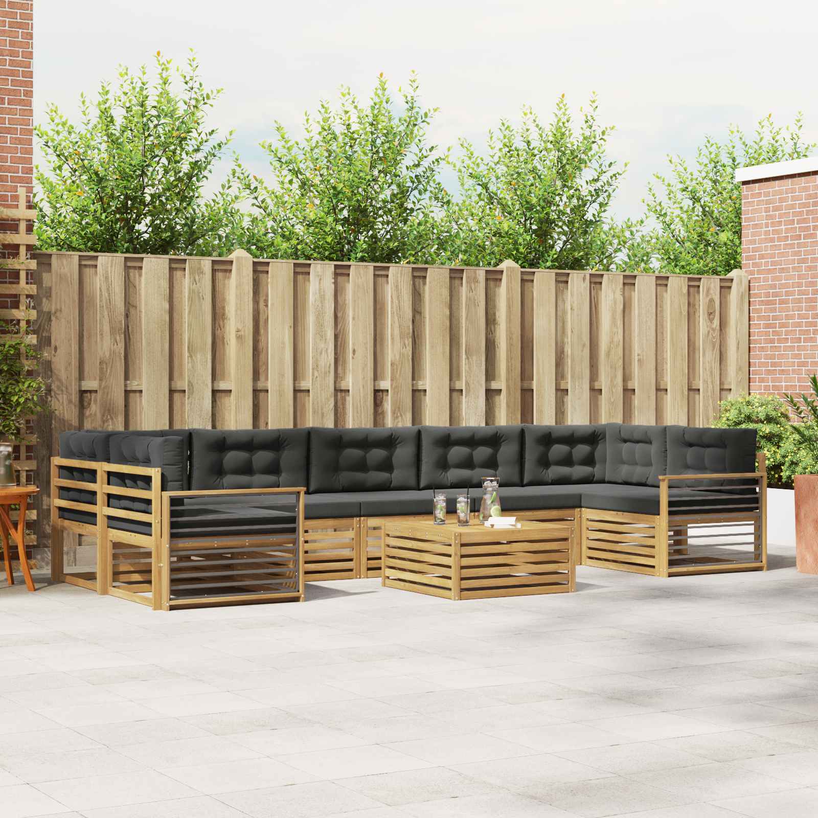 vidaXL Buiten bankenset 8 pcs Naturel