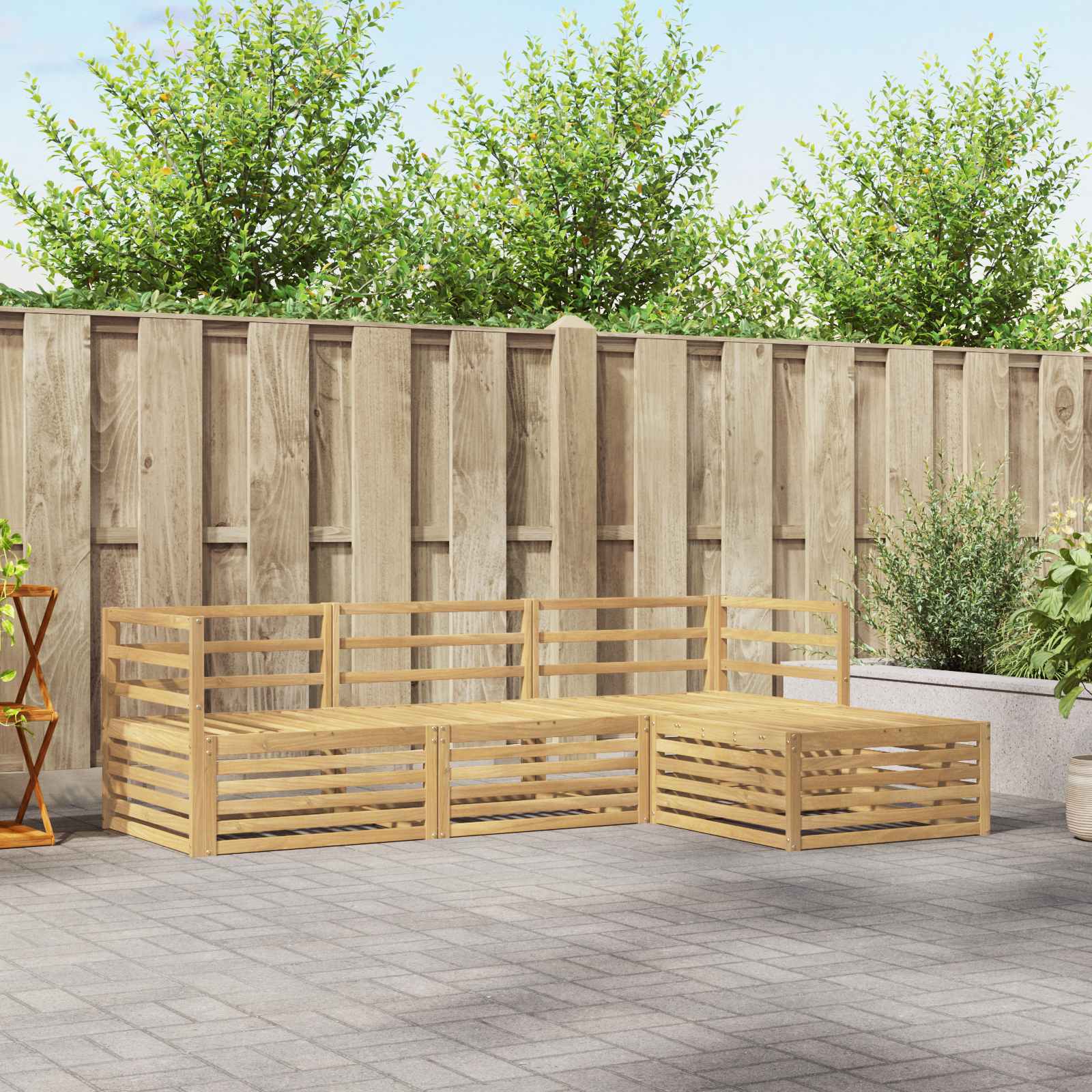 vidaXL Buiten bankenset 4 pcs Naturel
