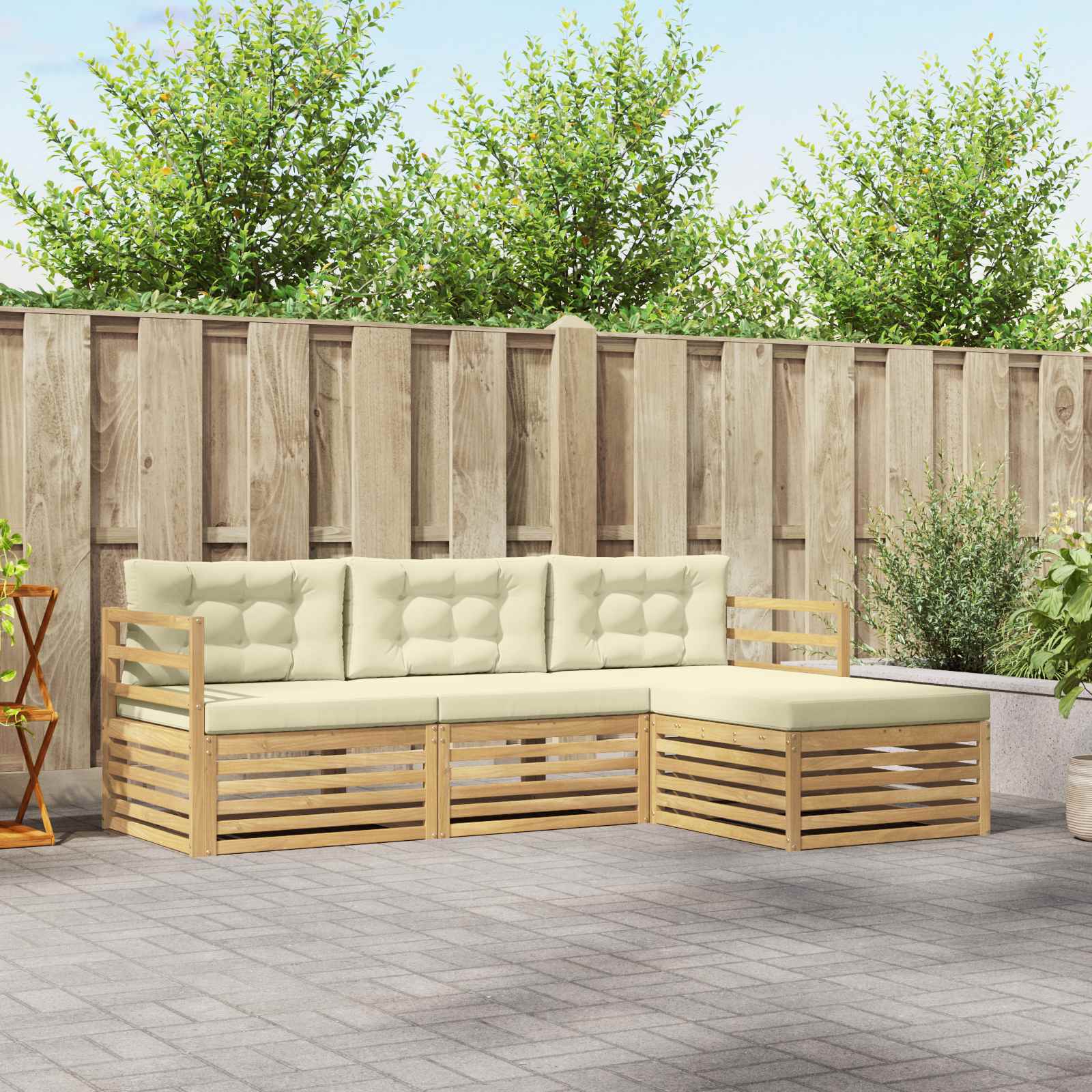 vidaXL Buiten bankenset 4 pcs Naturel