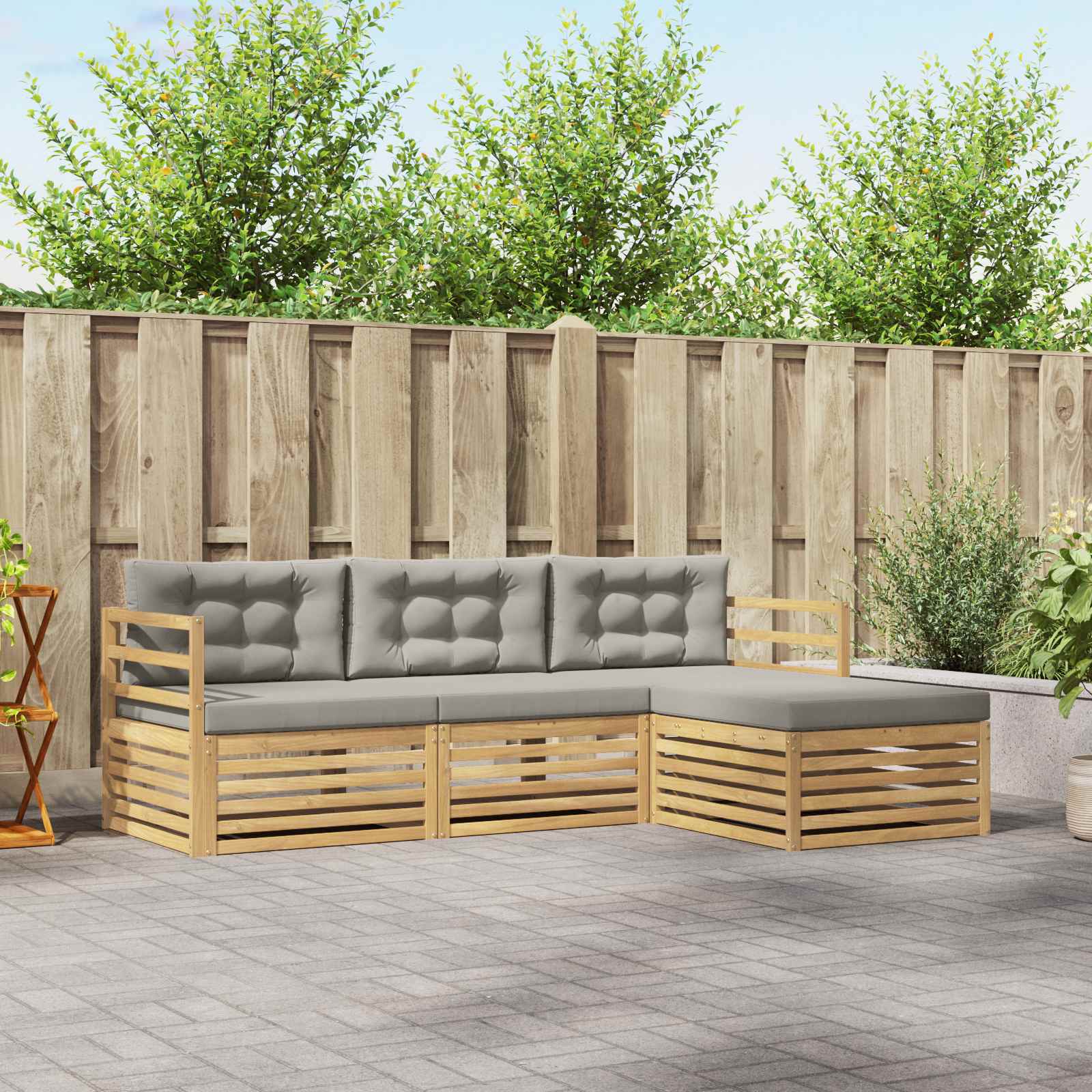 vidaXL Buiten bankenset 4 pcs Naturel