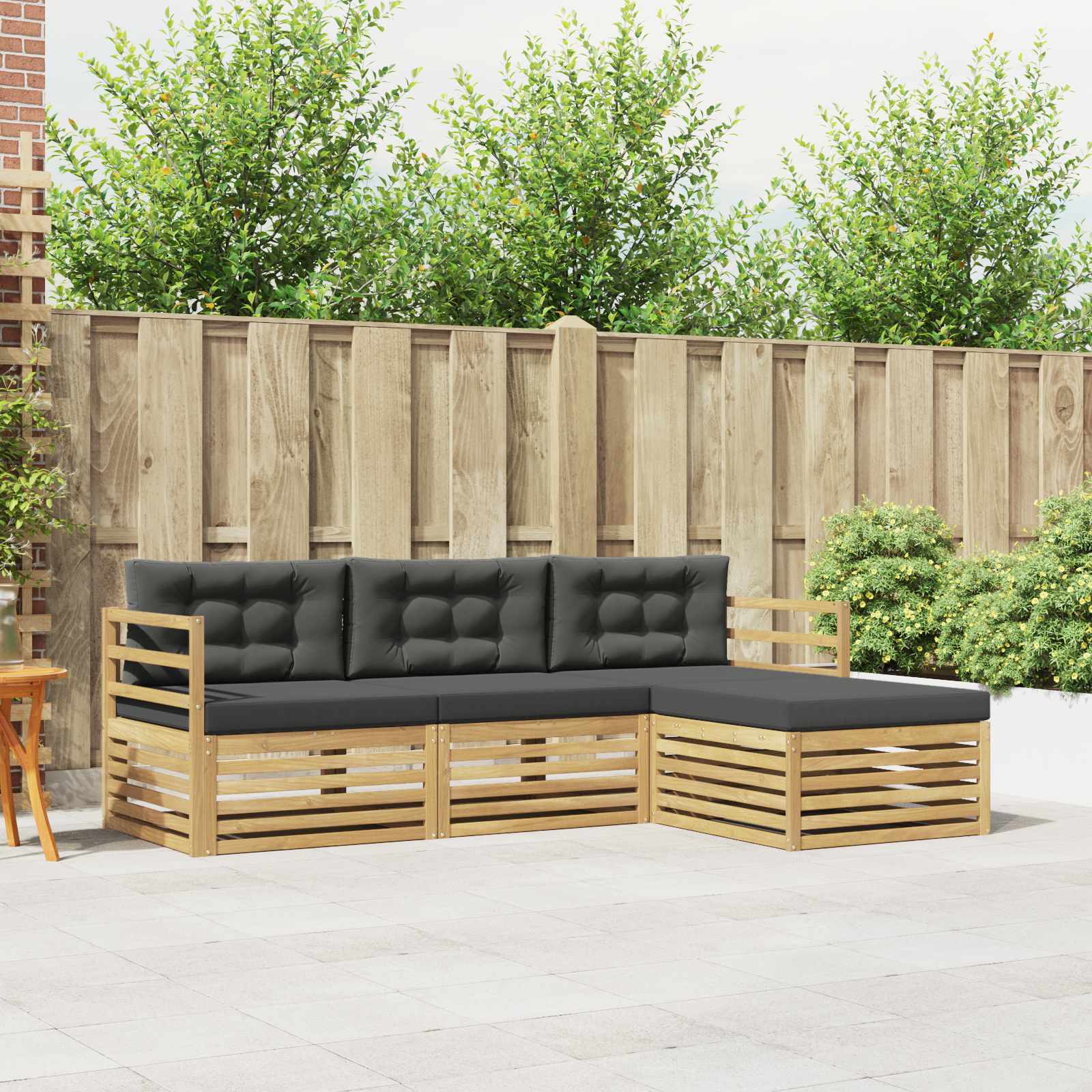 vidaXL Buiten bankenset 4 pcs Naturel