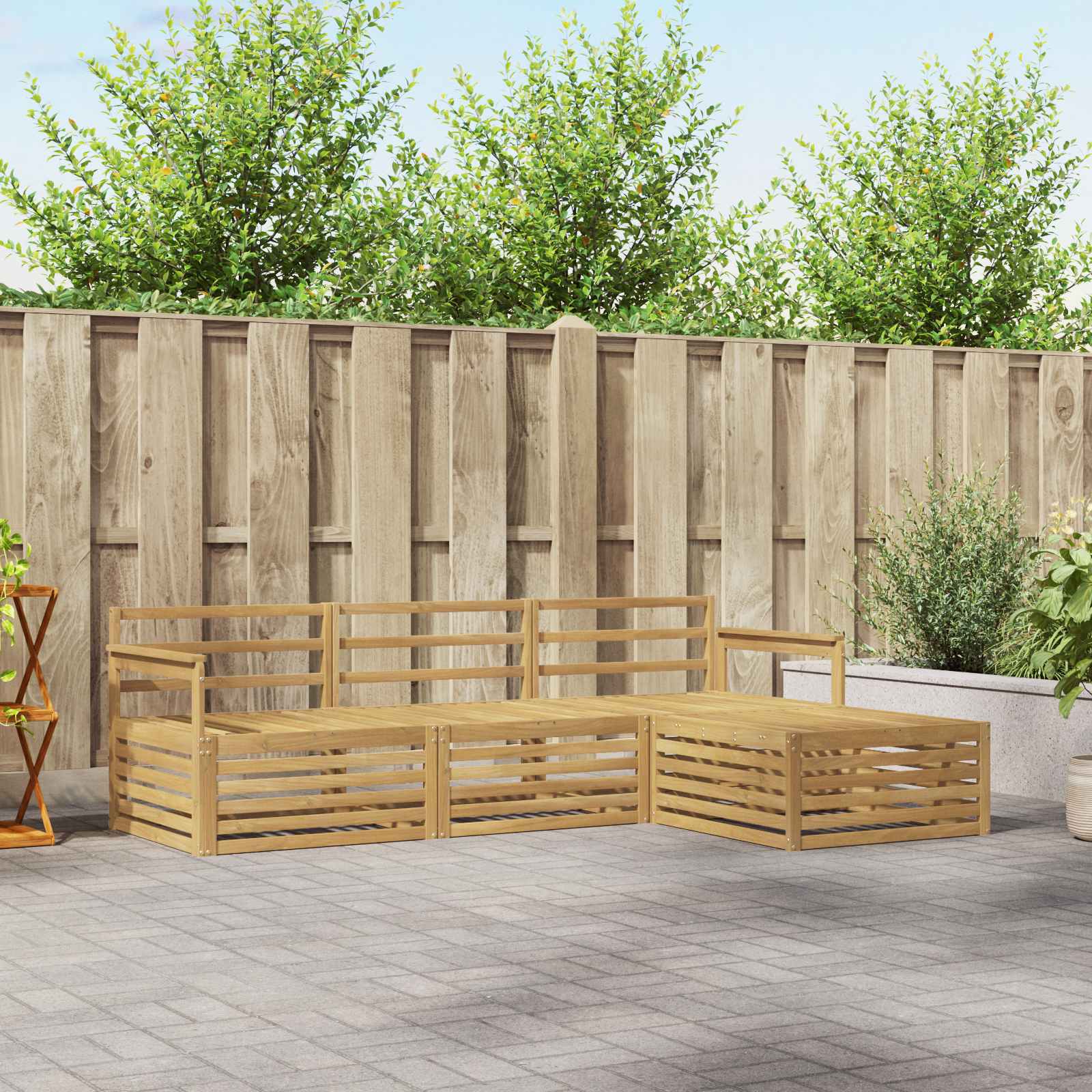 vidaXL Buiten bankenset 4 pcs Naturel