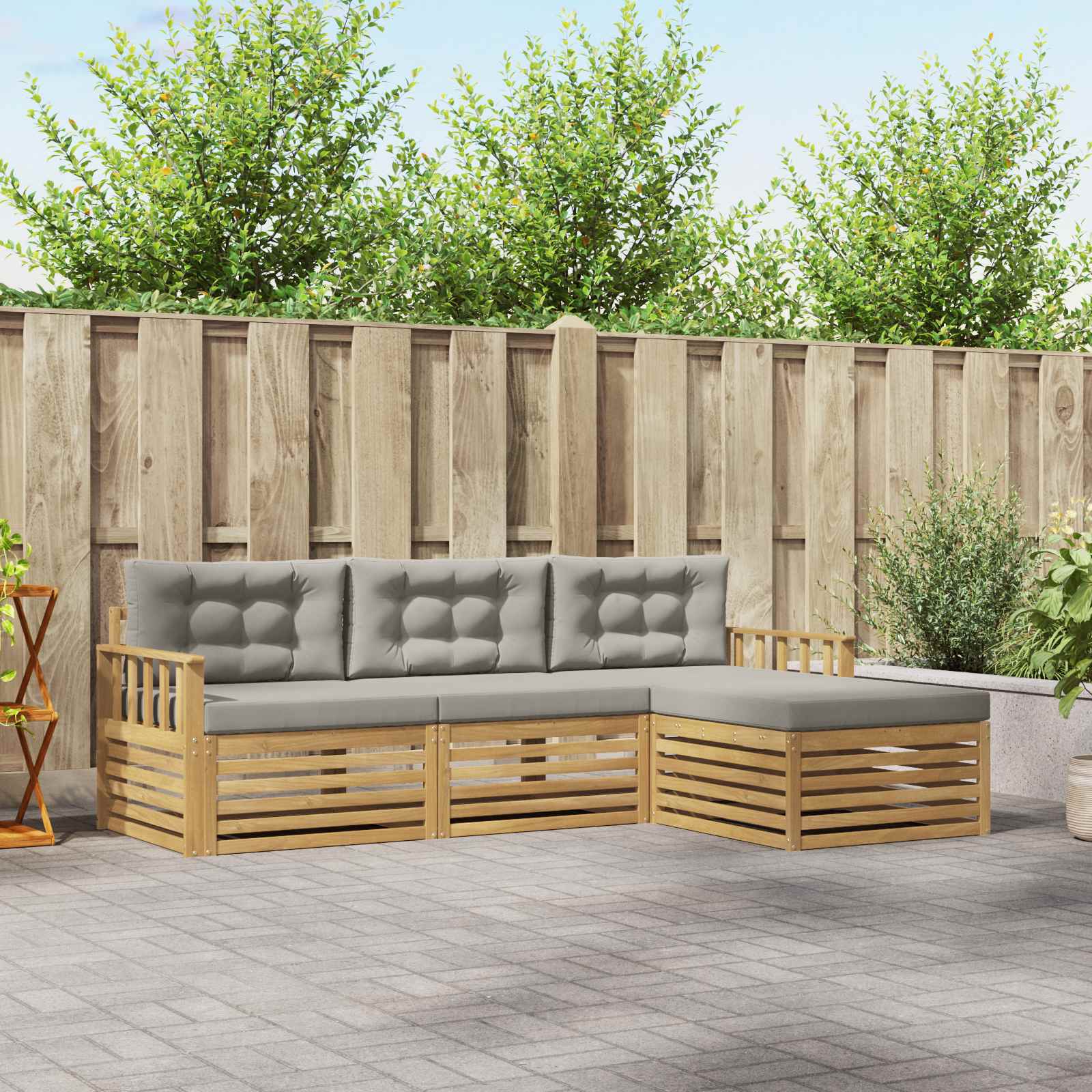 vidaXL Buiten bankenset 4 pcs Naturel