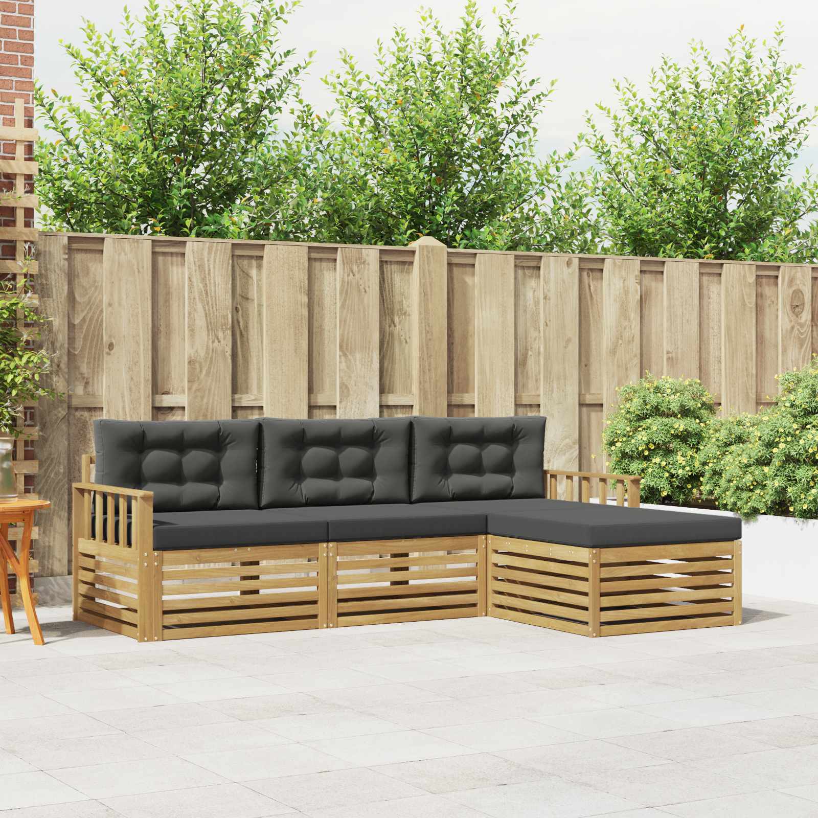 vidaXL Buiten bankenset 4 pcs Naturel