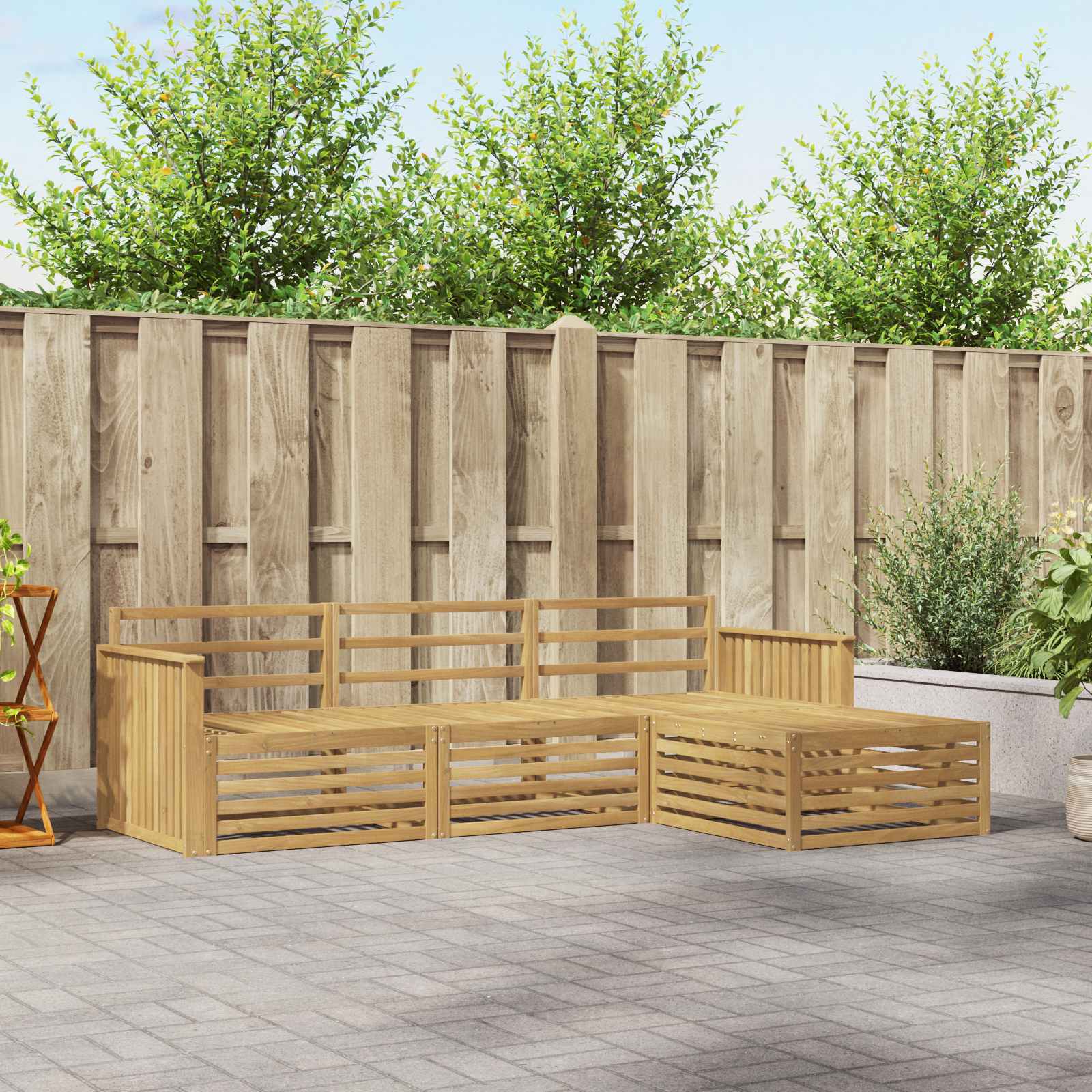 vidaXL Buiten bankenset 4 pcs Naturel