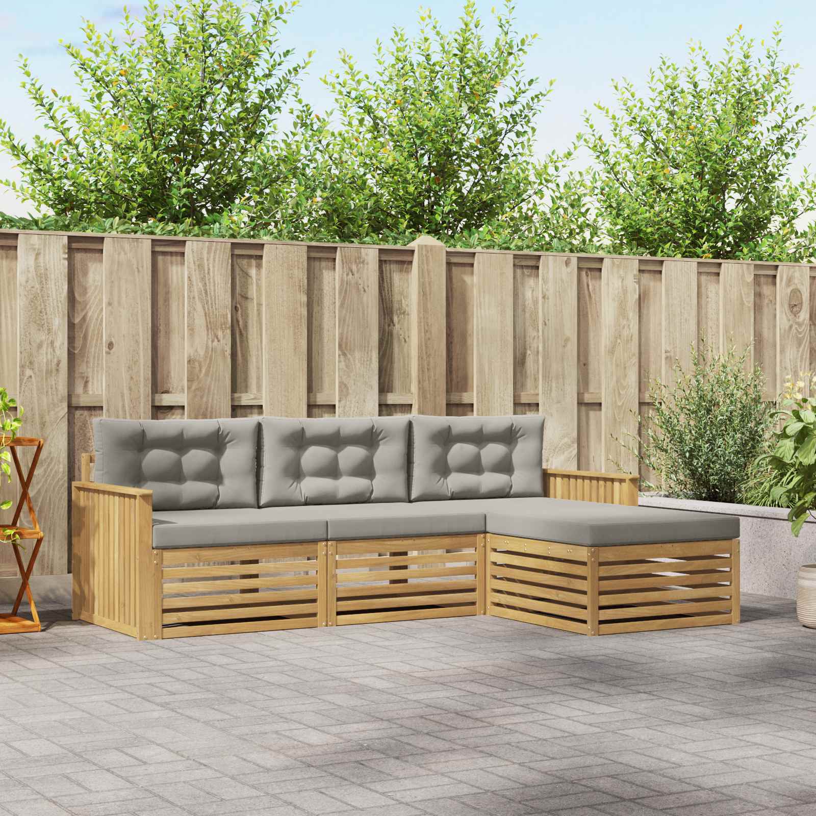 vidaXL Buiten bankenset 4 pcs Naturel