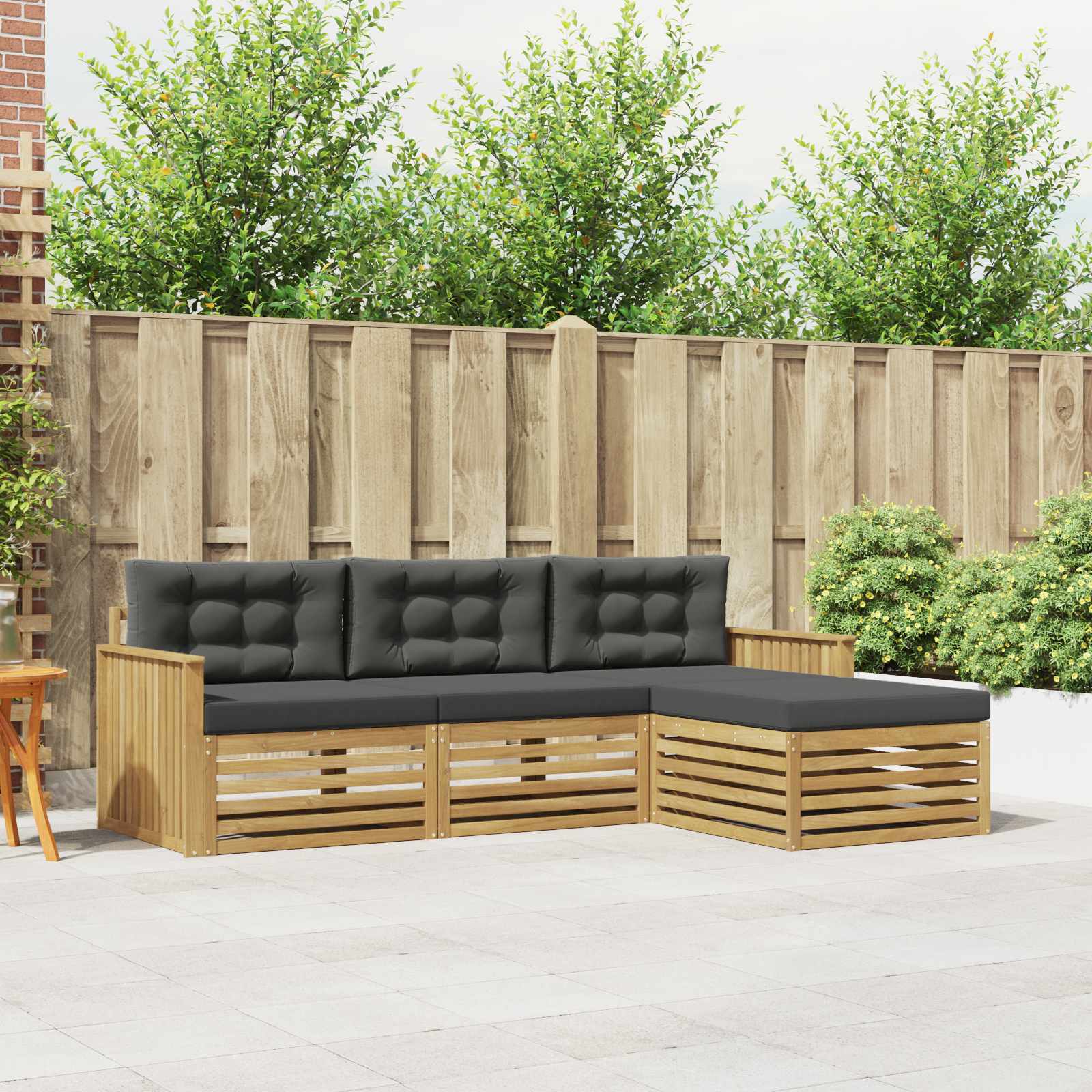 vidaXL Buiten bankenset 4 pcs Naturel