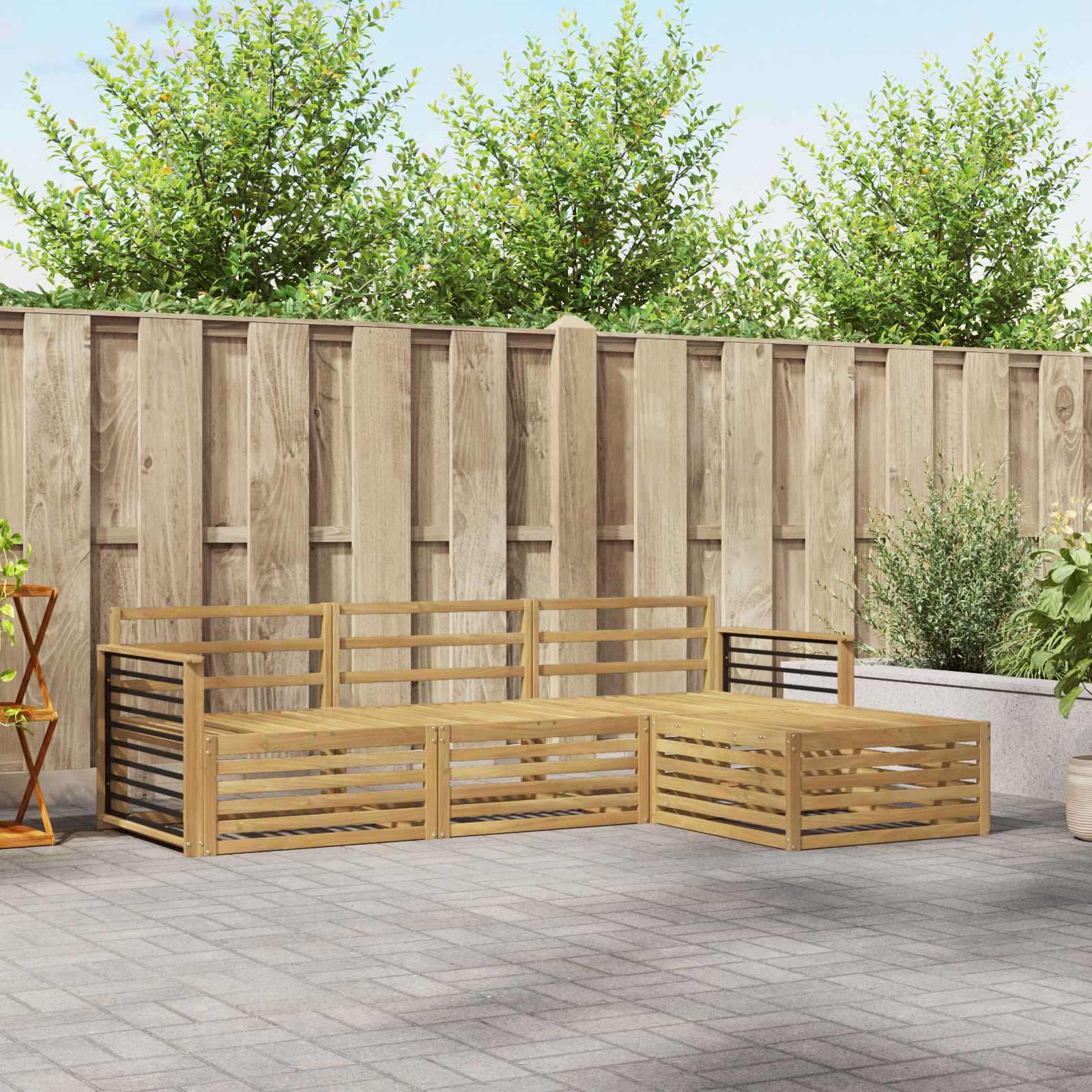 vidaXL Buiten bankenset 4 pcs Naturel