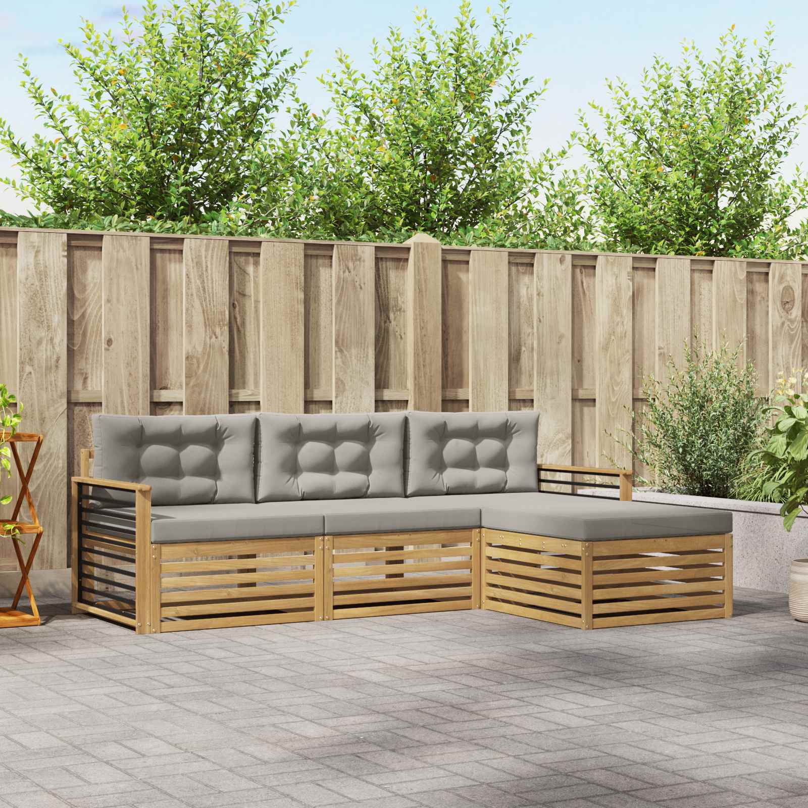 vidaXL Buiten bankenset 4 pcs Naturel
