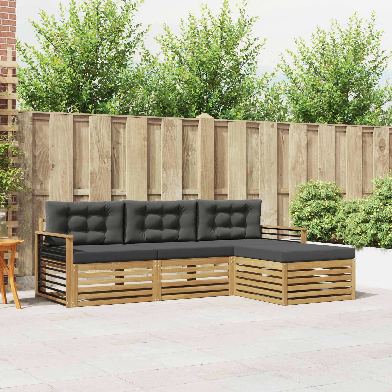 vidaXL Buiten bankenset 4 pcs Naturel