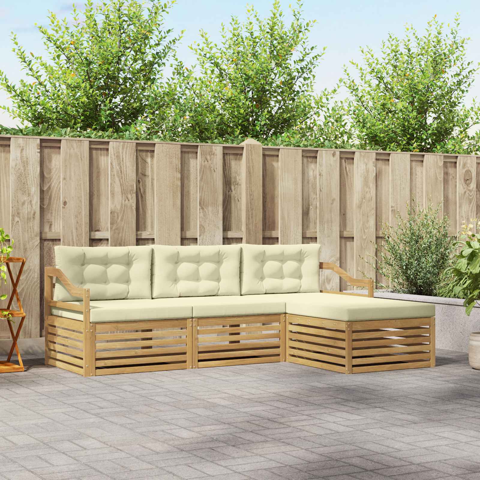vidaXL Buiten bankenset 4 pcs Naturel