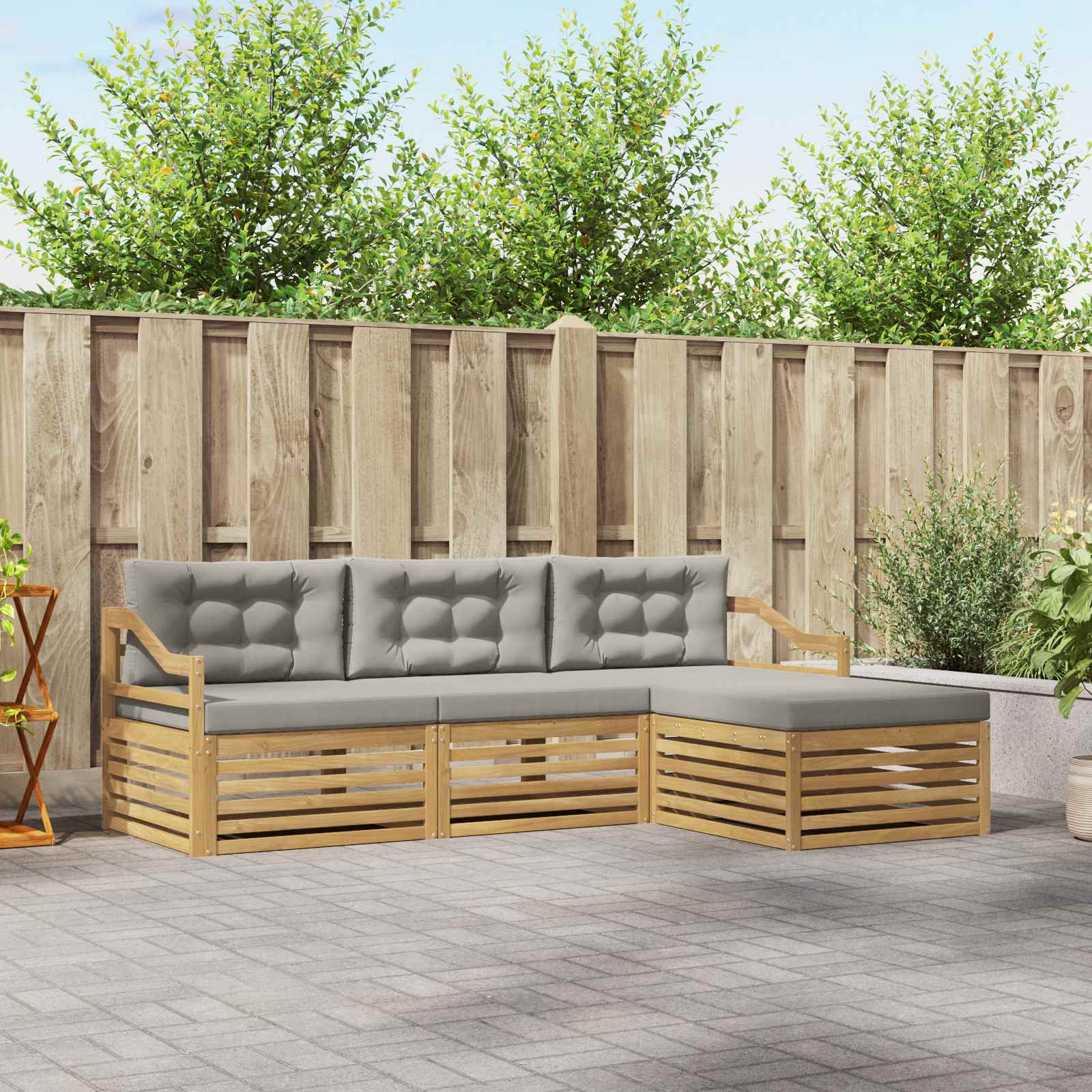 vidaXL Buiten bankenset 4 pcs Naturel